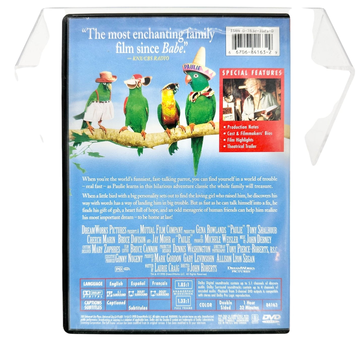 Set Of 3 Family Movies DVDs Paulie Two Brothers Pride Animal-Themed Films