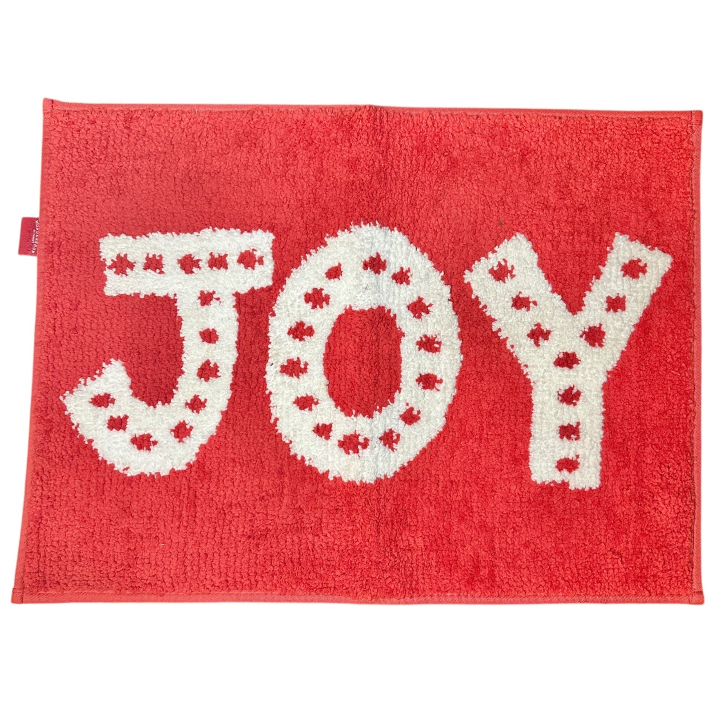 Wondershop Bath Mat Throw Rug 24x18 Holiday JOY Red White Poly Non-Slip Backing