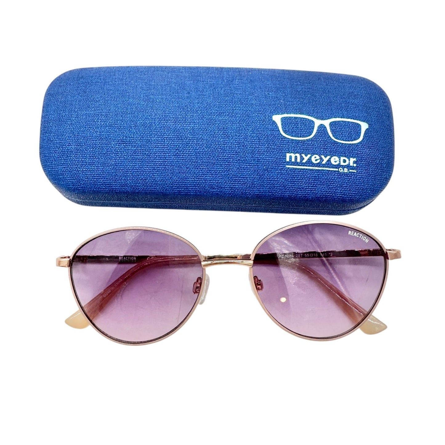Kenneth Cole Reaction Sunglasses Oval Rose Gold Frame Purple Gradient Lenses New