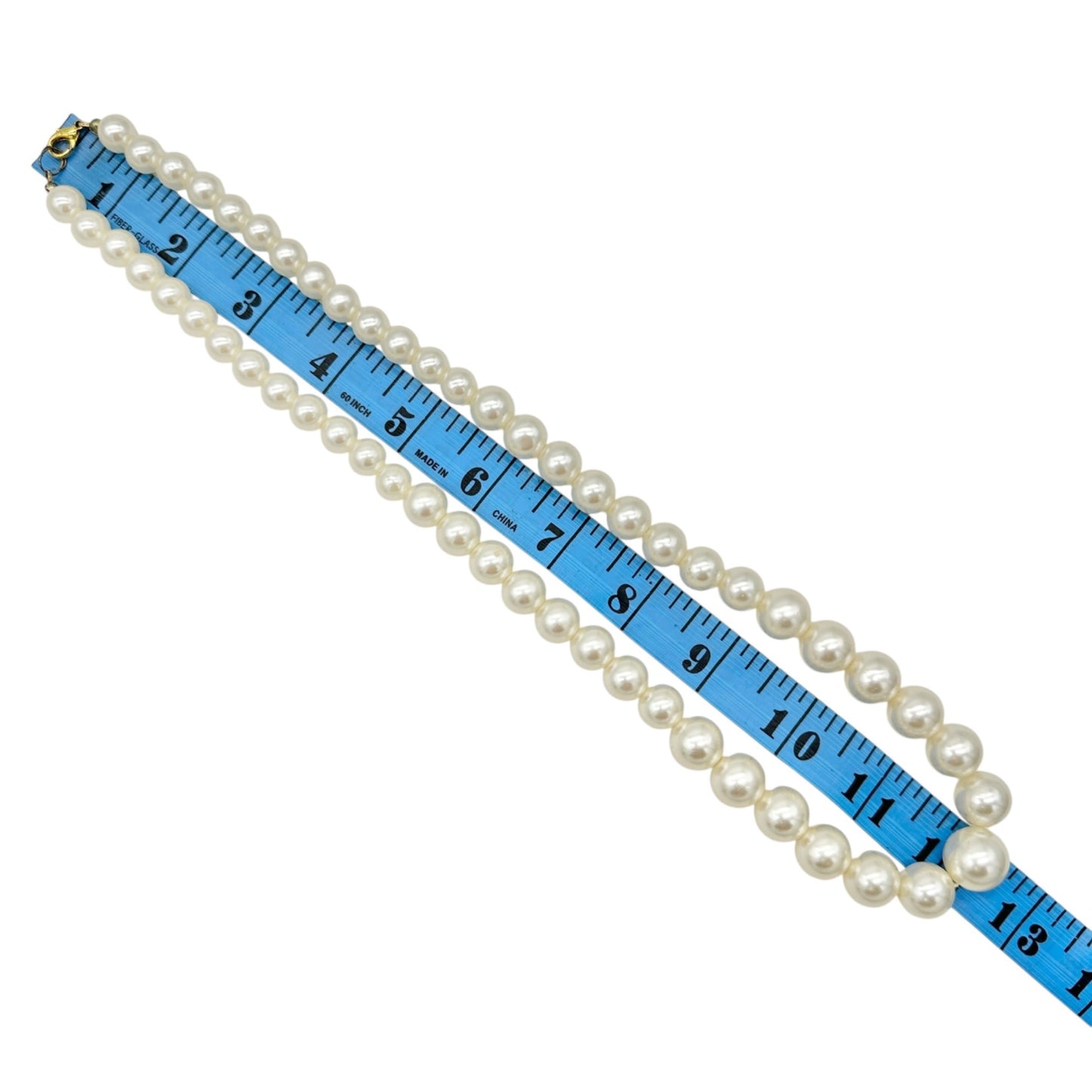 Classic Faux Pearl Necklace With Gold-Tone Clasp Graduated Size Beads