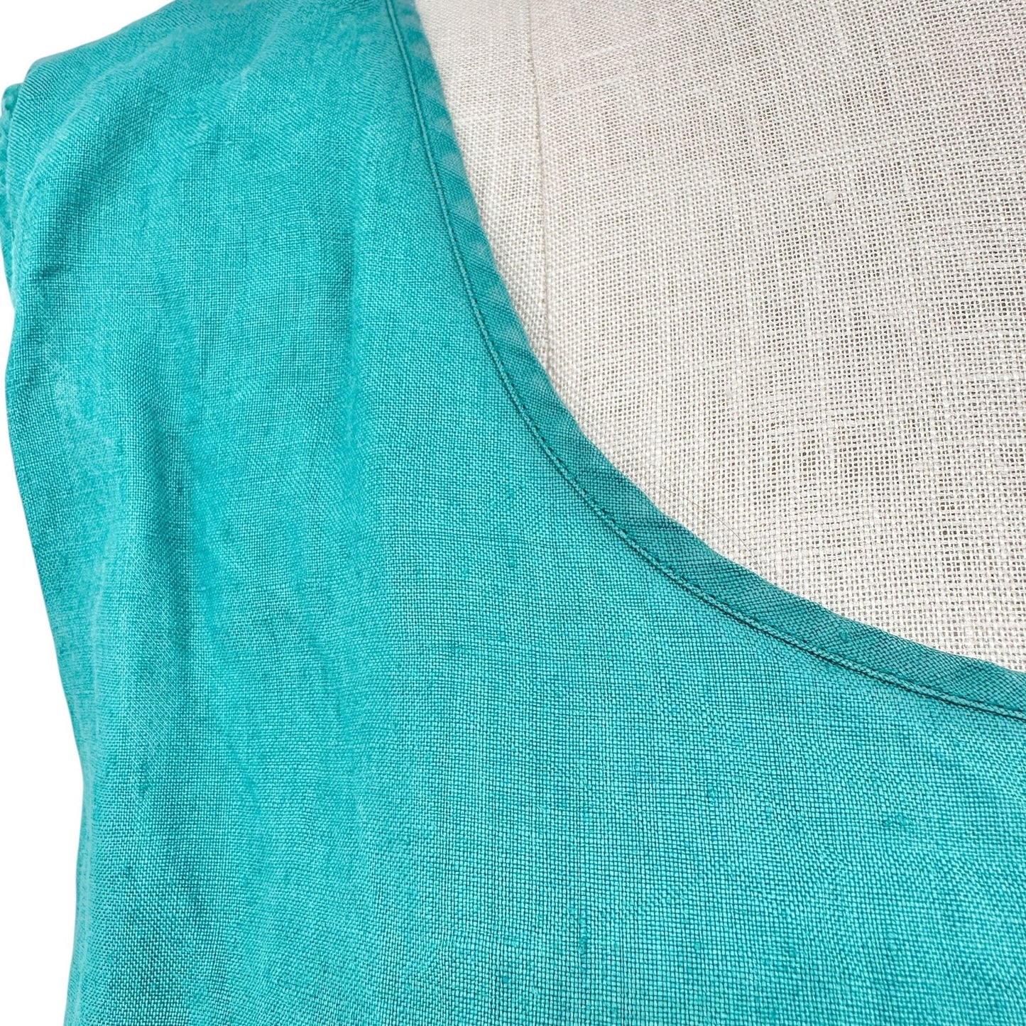 Silk Club Tank Top Womens 3X Teal Green Washable Linen Lightweight Sleeveless