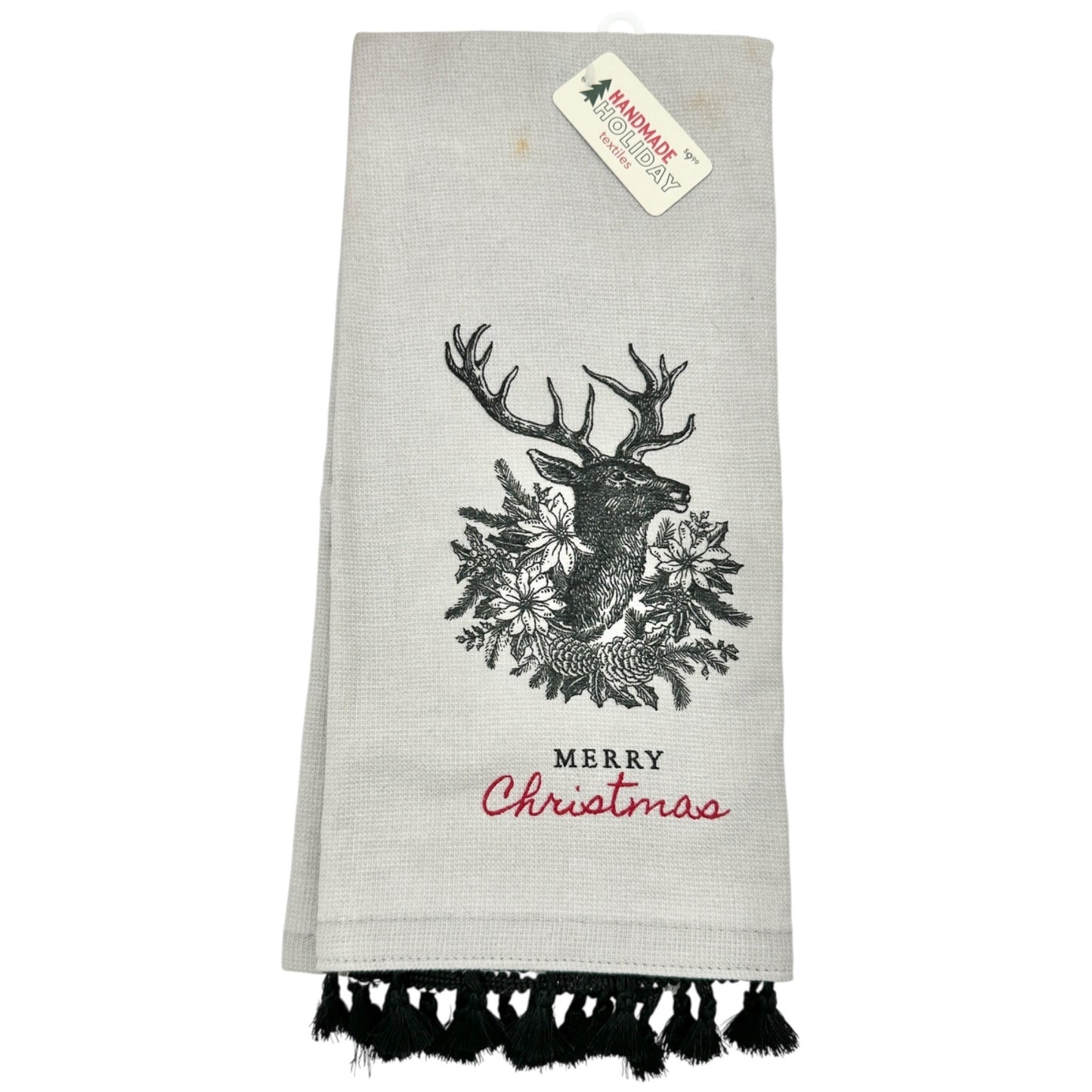Christmas Gift Basket Set Reindeer Themed Socks Towel Plush Toy Woven Basket