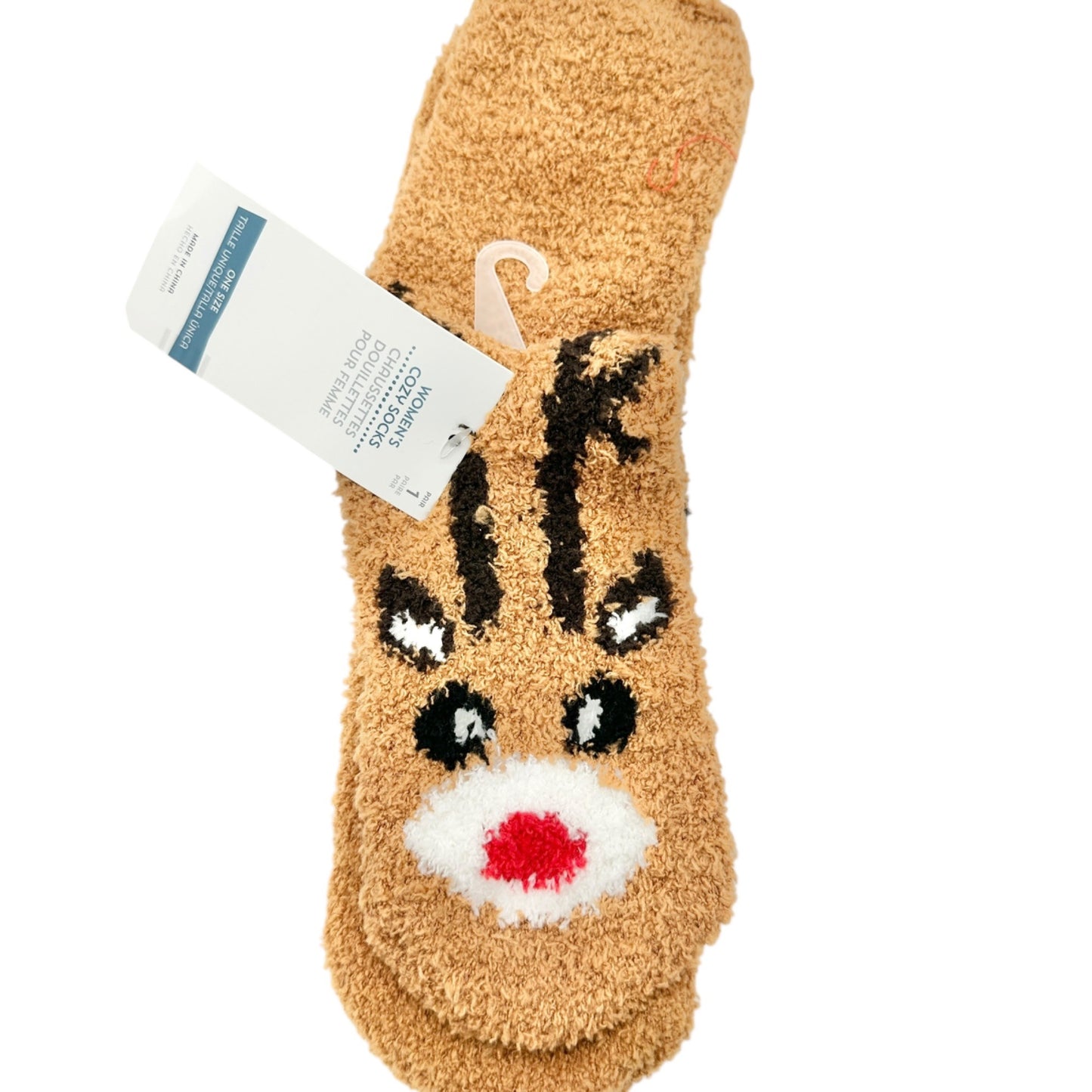 Christmas Gift Basket Set Reindeer Themed Socks Towel Plush Toy Woven Basket