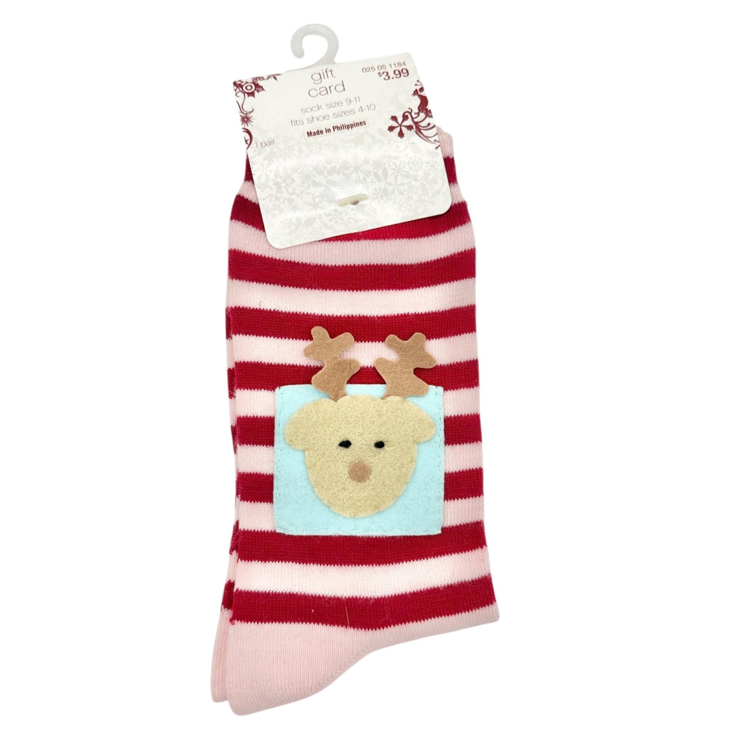 Christmas Gift Basket Set Reindeer Themed Socks Towel Plush Toy Woven Basket