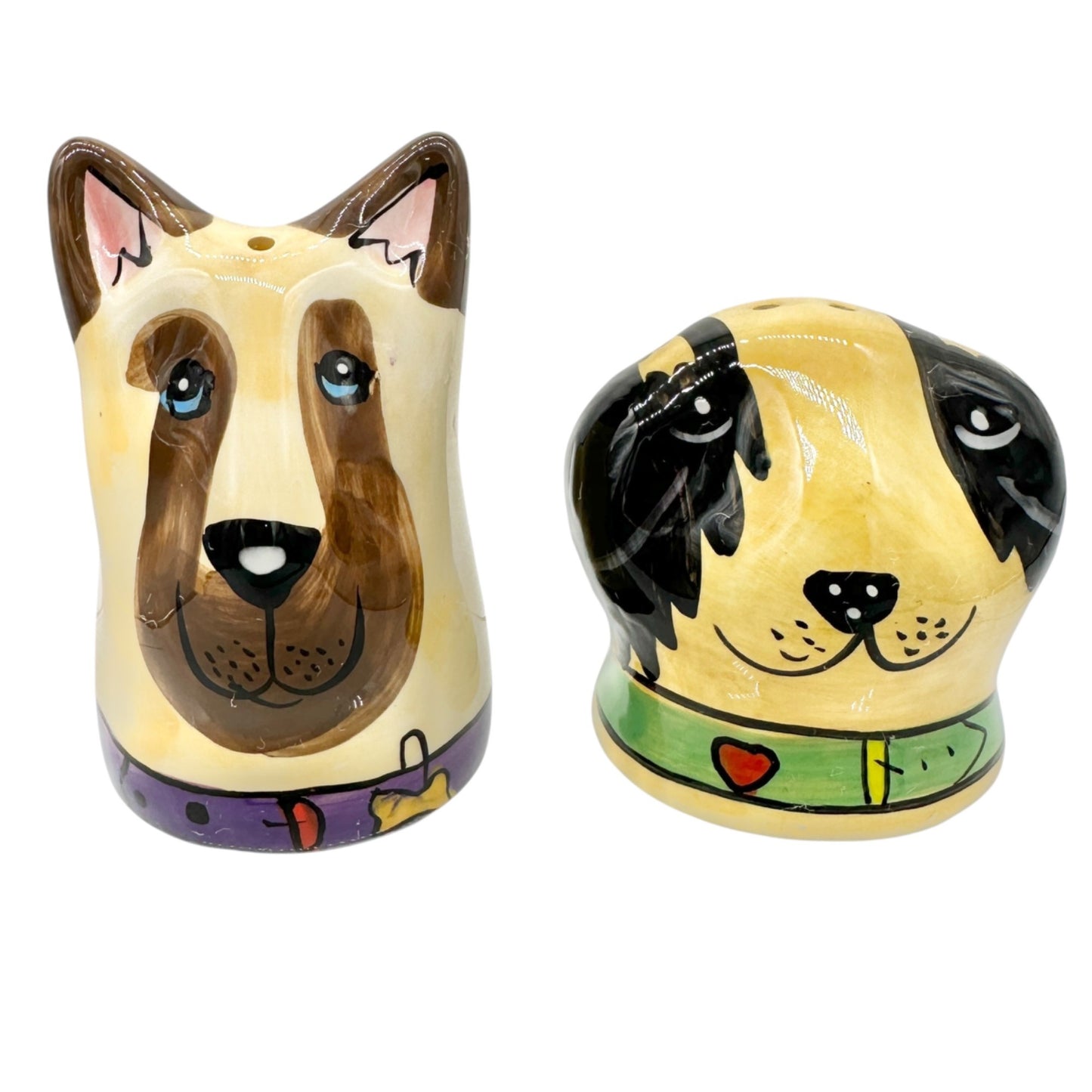 Hand-Painted Ceramic Dog Salt and Pepper Shakers Fun Collectible Tableware