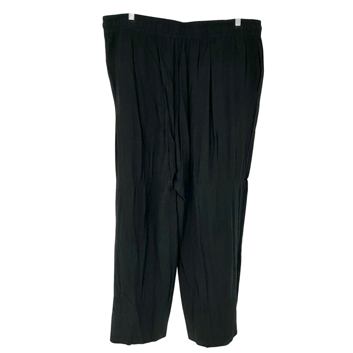 Roamans Womens Plus Size 26W Black Wide-Leg Rayon Pull On Pants Drawstring Waist