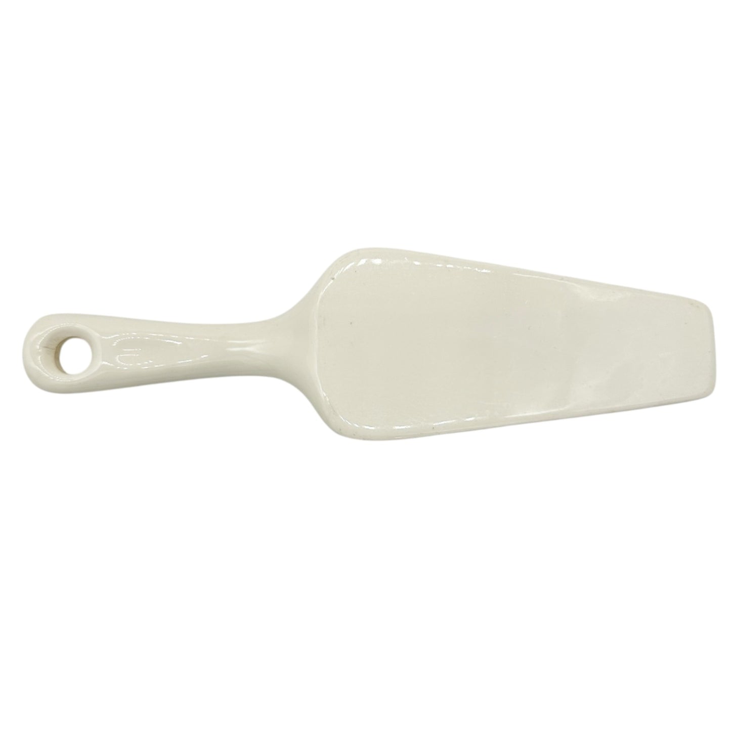 Vintage White Ceramic Cake Server With Pink Rose Design 9 inches Long