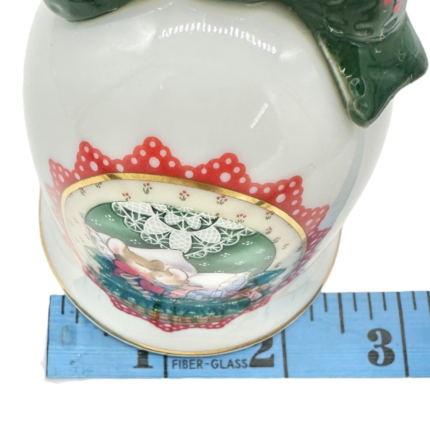 Avon Christmas 1990 Bell Ceramic White With Colorful Cozy Mouse Couple Design