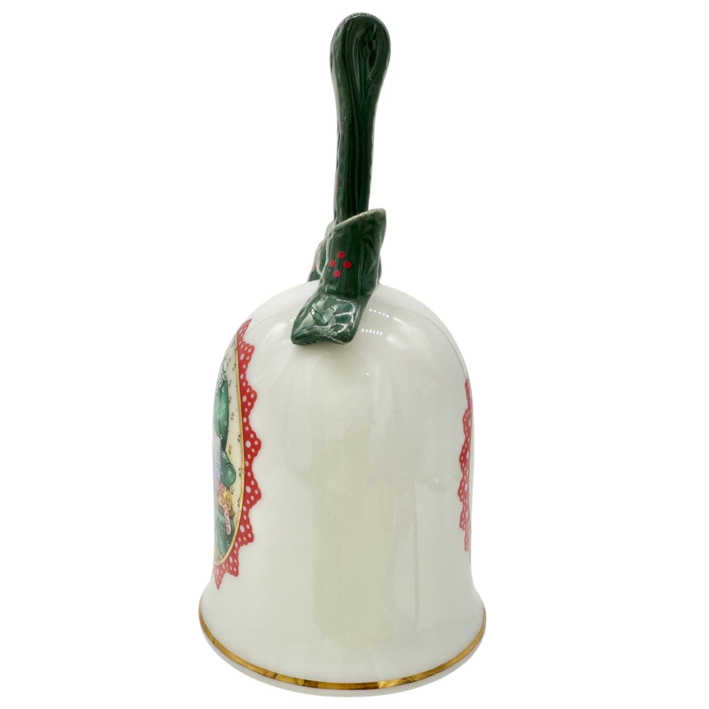 Avon Christmas 1990 Bell Ceramic White With Colorful Cozy Mouse Couple Design