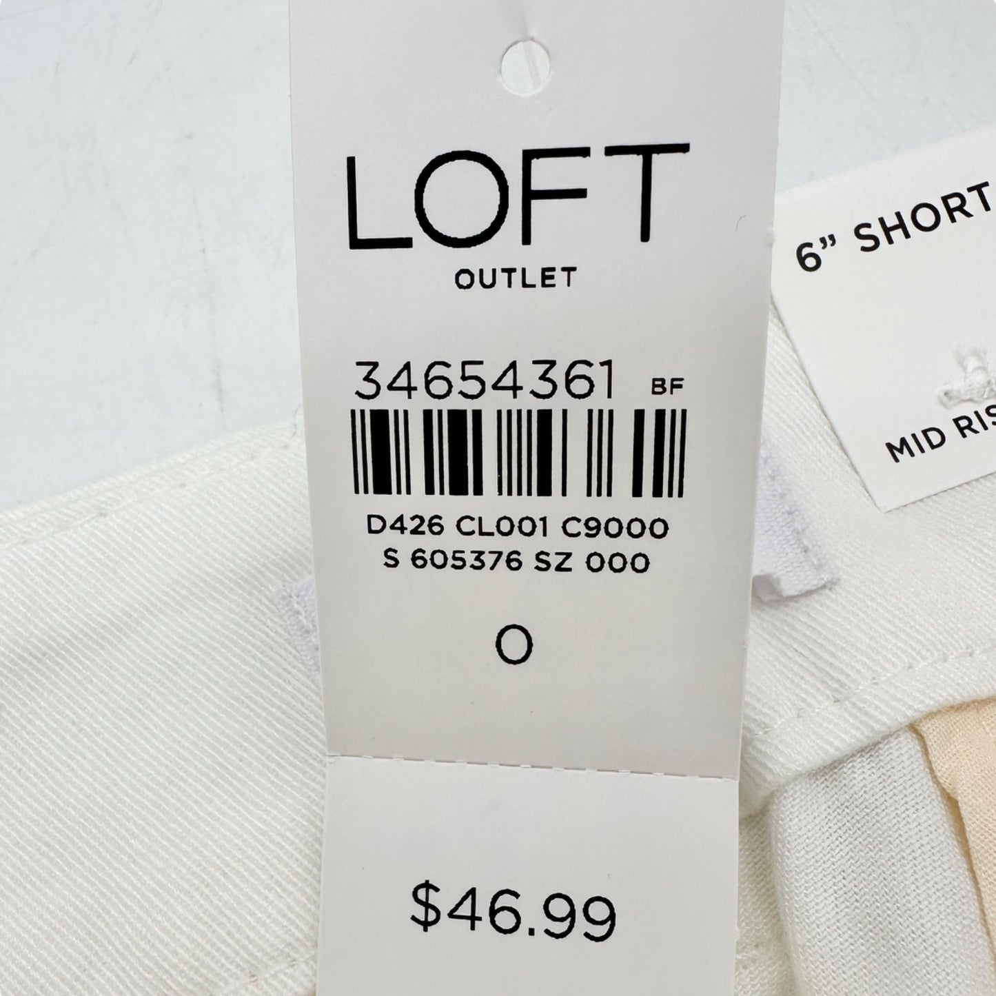Loft Outlet 6 inch Shorts Womens Size 0 White Cotton Blend NEW