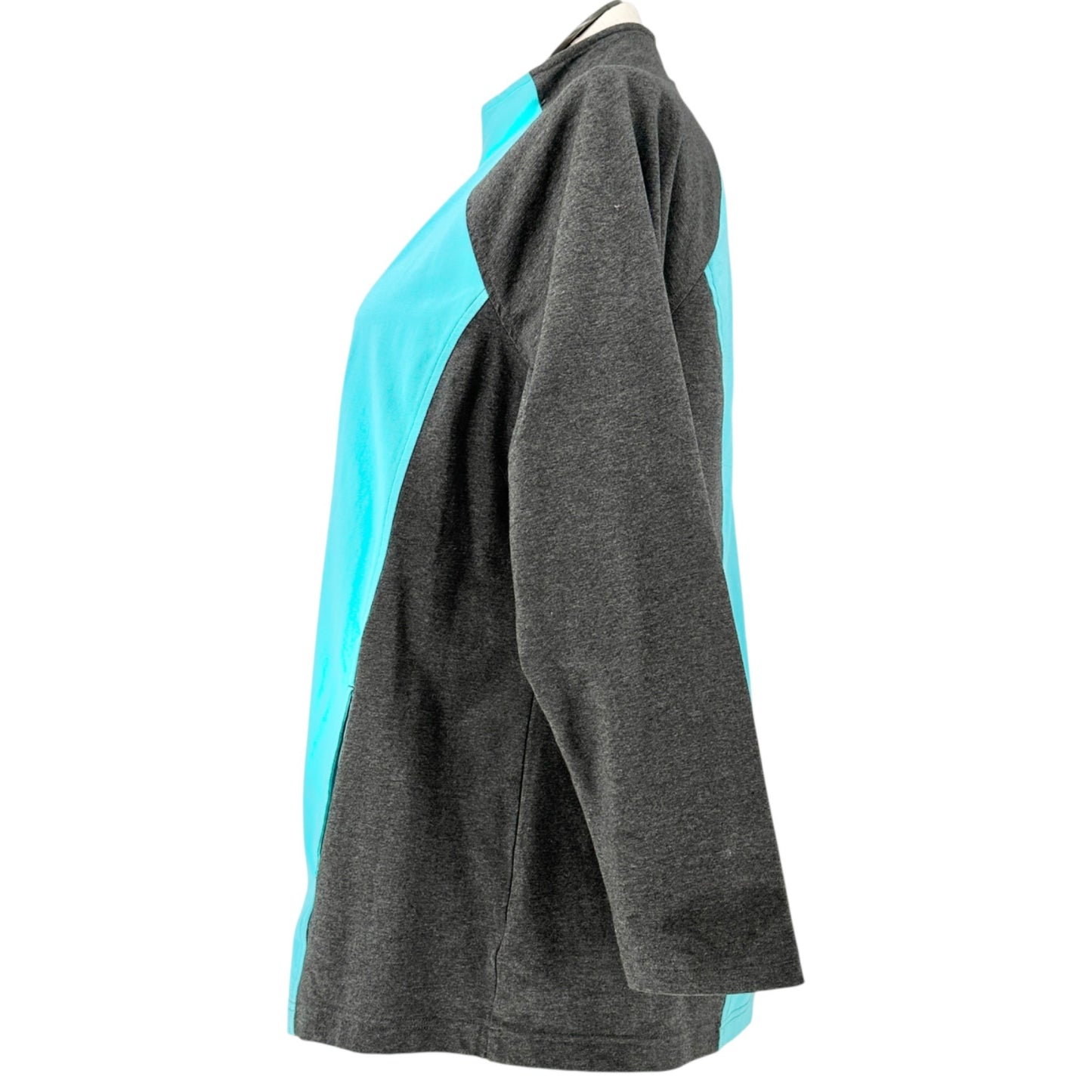 Athletic Jacket Womens 1X Two Tone Teal Gray LS Full Dual Zipper by D&Co Active