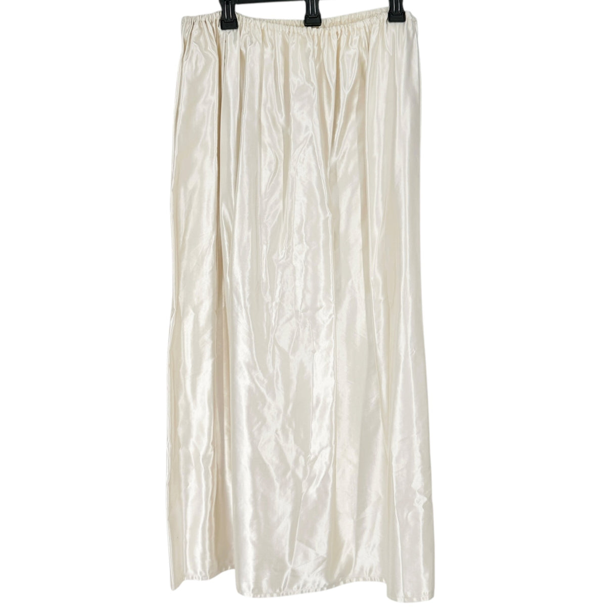 Handmade Cream Satin Full Length Skirt Elastic Waistband 32” Waist 37.5" Long