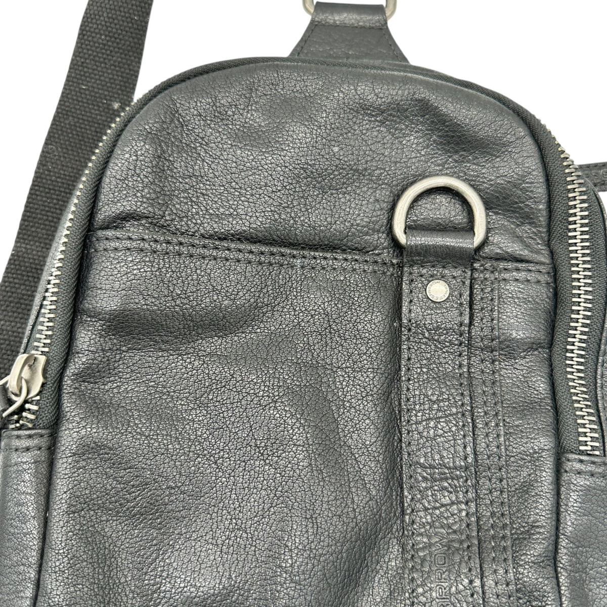 Genuine Leather Black Sling Backpack With Adjustable Strap Spikes & Sparrow