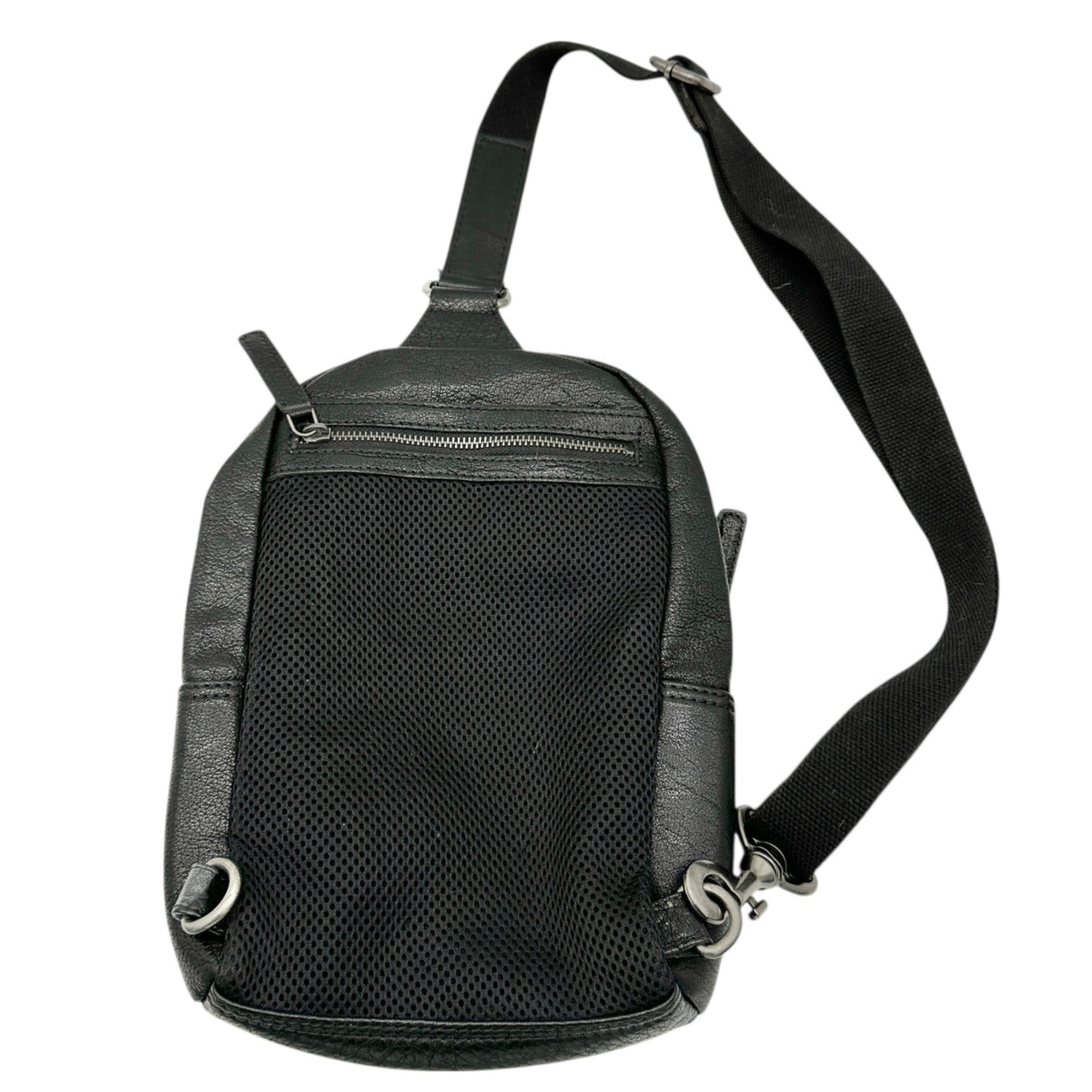 Genuine Leather Black Sling Backpack With Adjustable Strap Spikes & Sparrow
