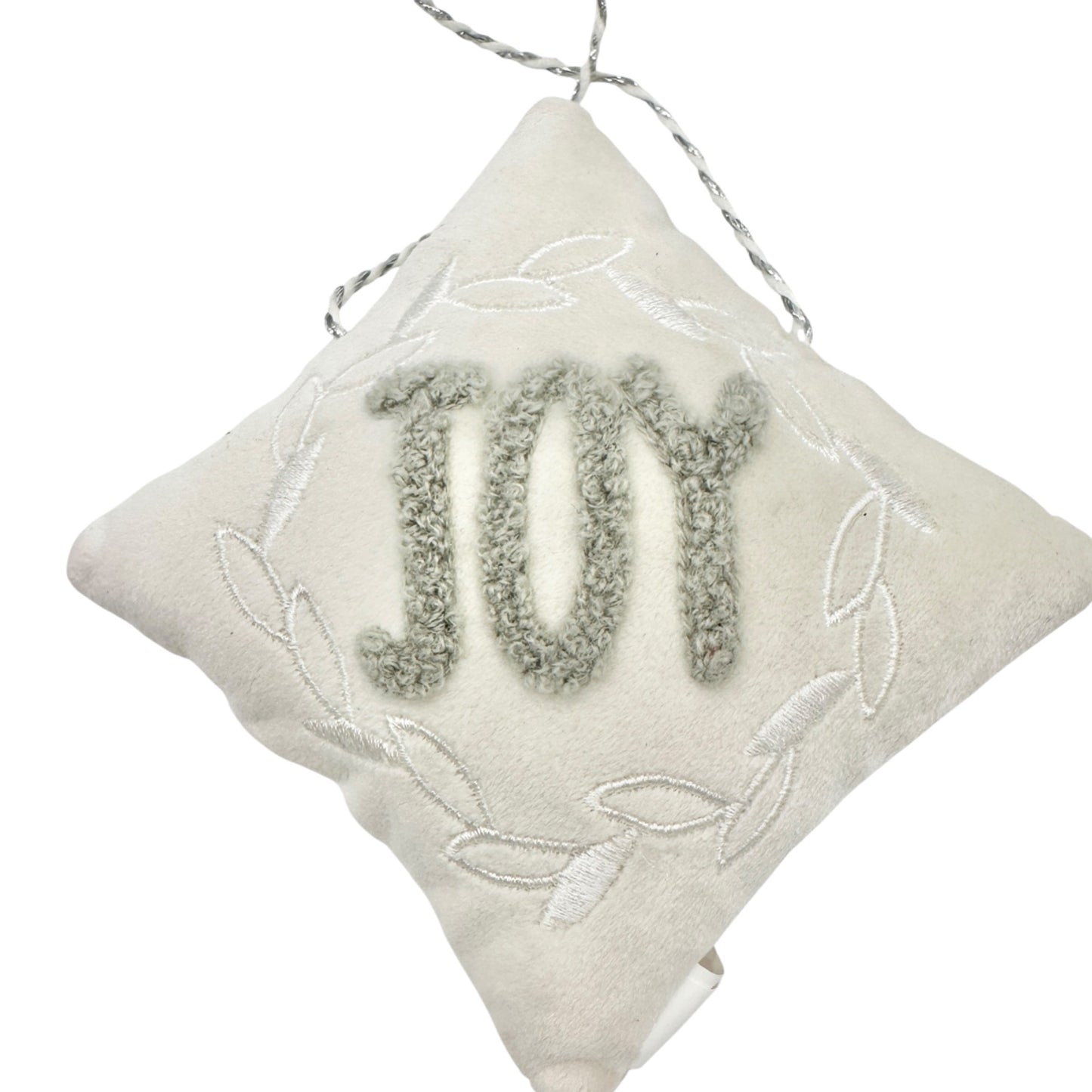 Set Of 3 Christmas Ornament Pillows With Joy Tree Merry Bright Designs White