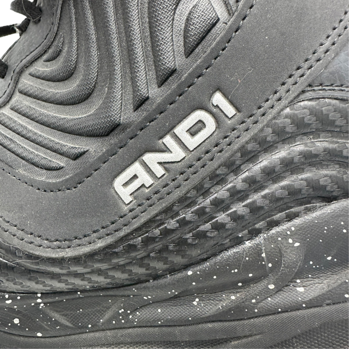 AND1 Mens Black High Top Basketball Shoes Size 12 Synthetic Non-Marking Sole