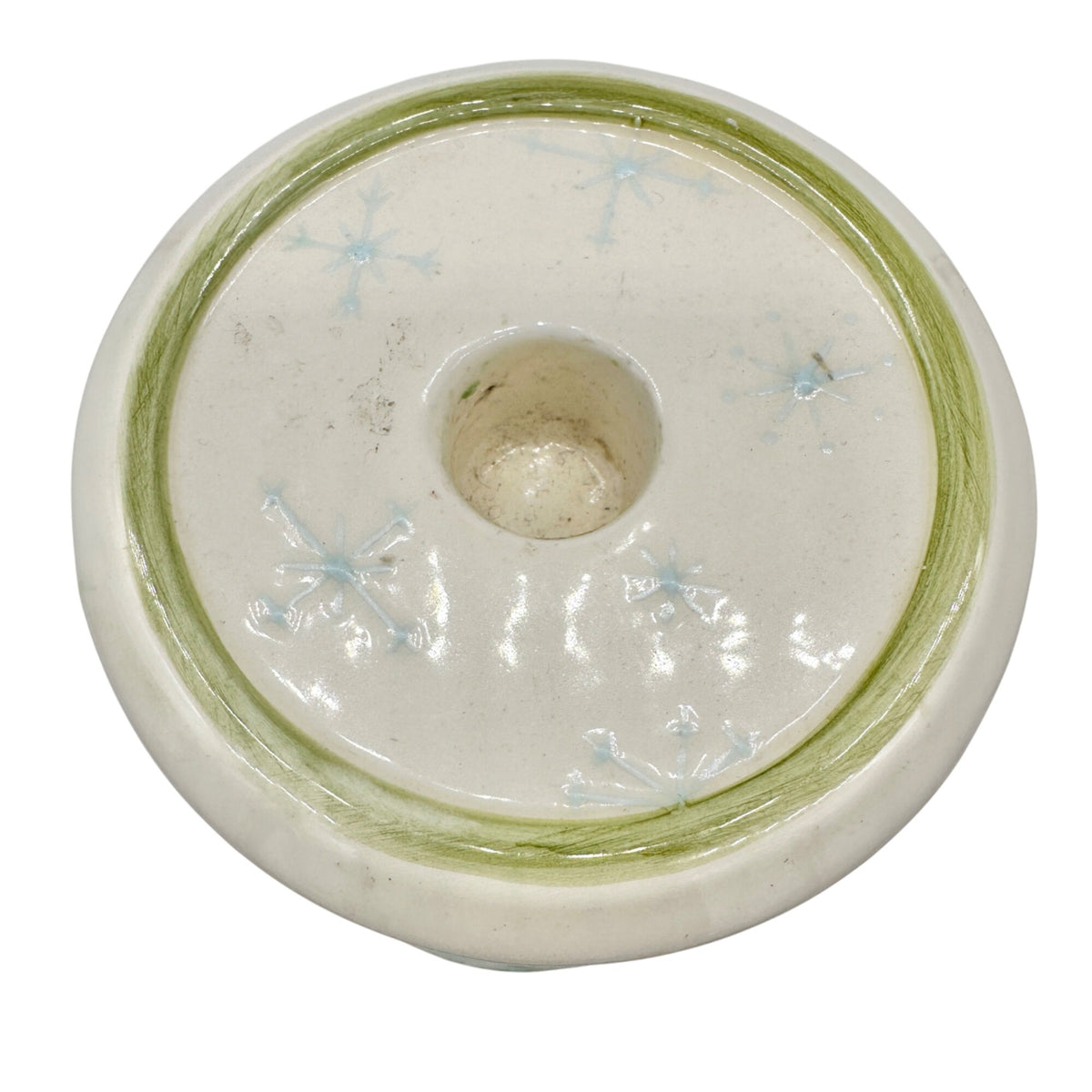 Tracy Porter Hand Painted Holiday Candle Holder Holly and Snowflake 9 inch Tall