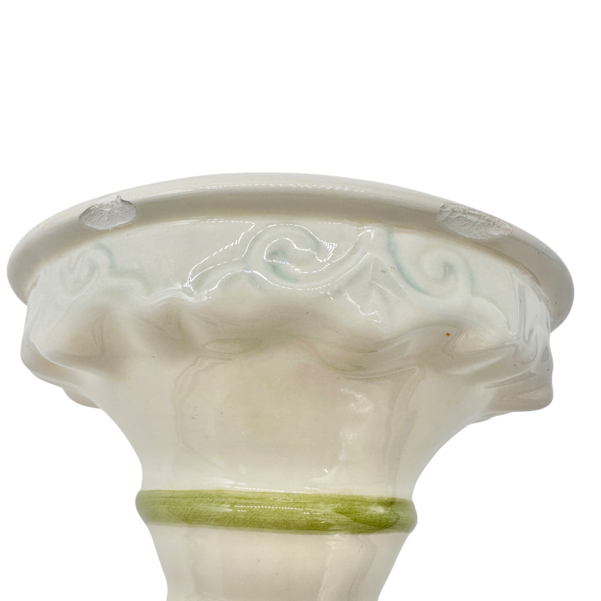 Tracy Porter Hand Painted Holiday Candle Holder Holly and Snowflake 9 inch Tall