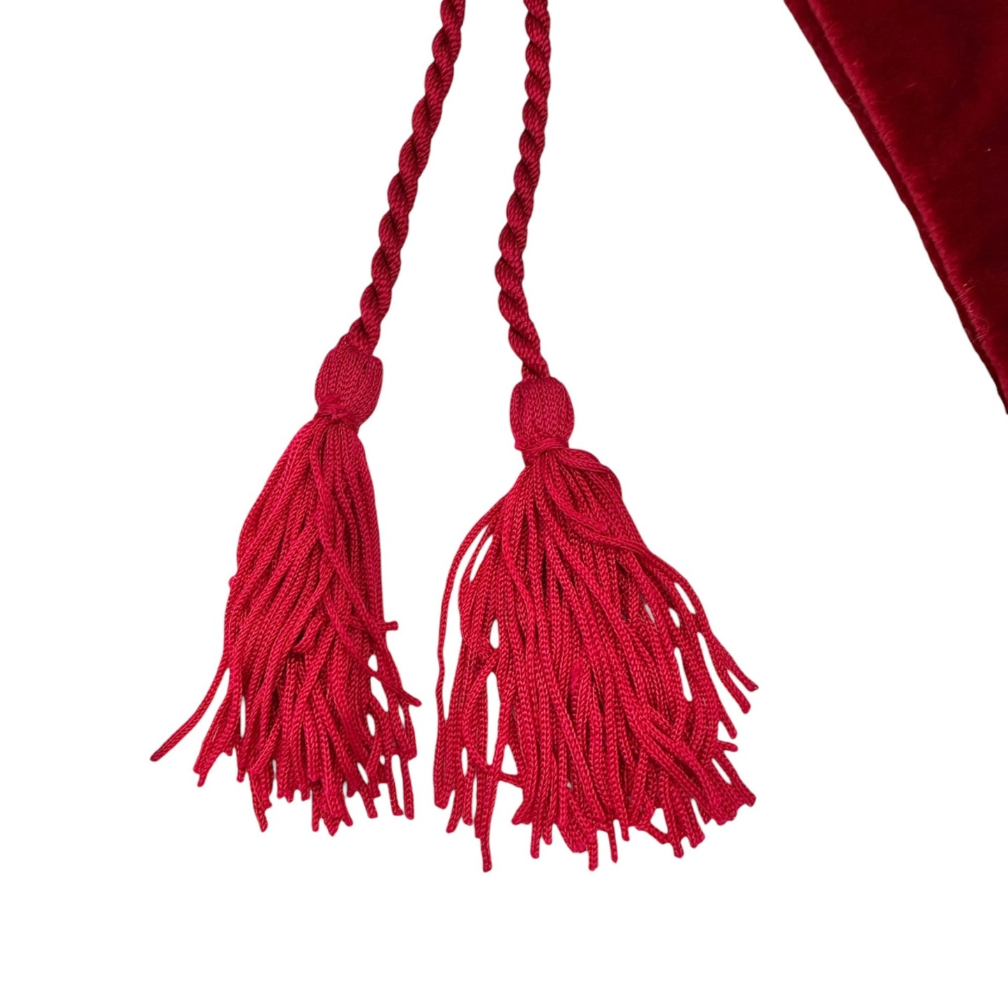 Red Velvet Christmas Stocking With Tassels and Folded Cuff 20" Long 9" Wide