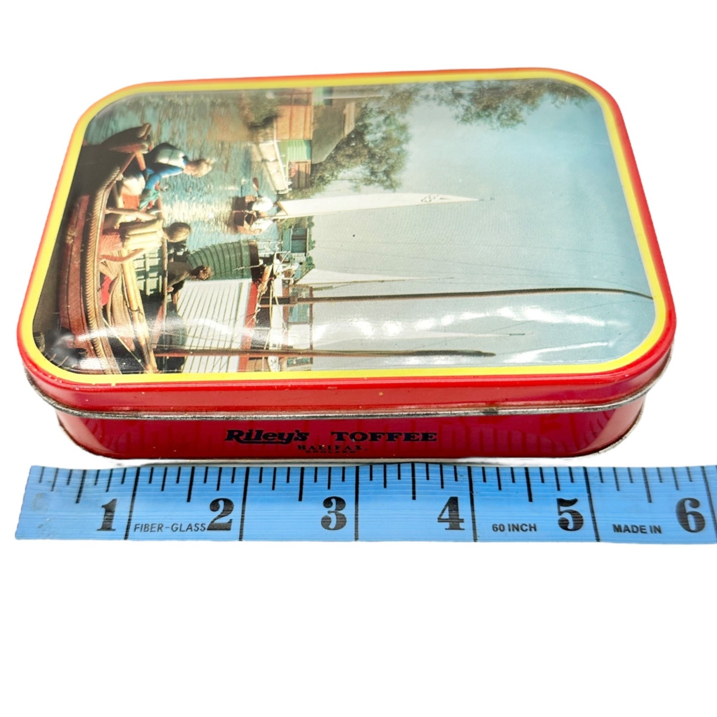 Vintage Rileys Toffee and Grand Floridian Notions Tins Beach Sailing Scenes Pair