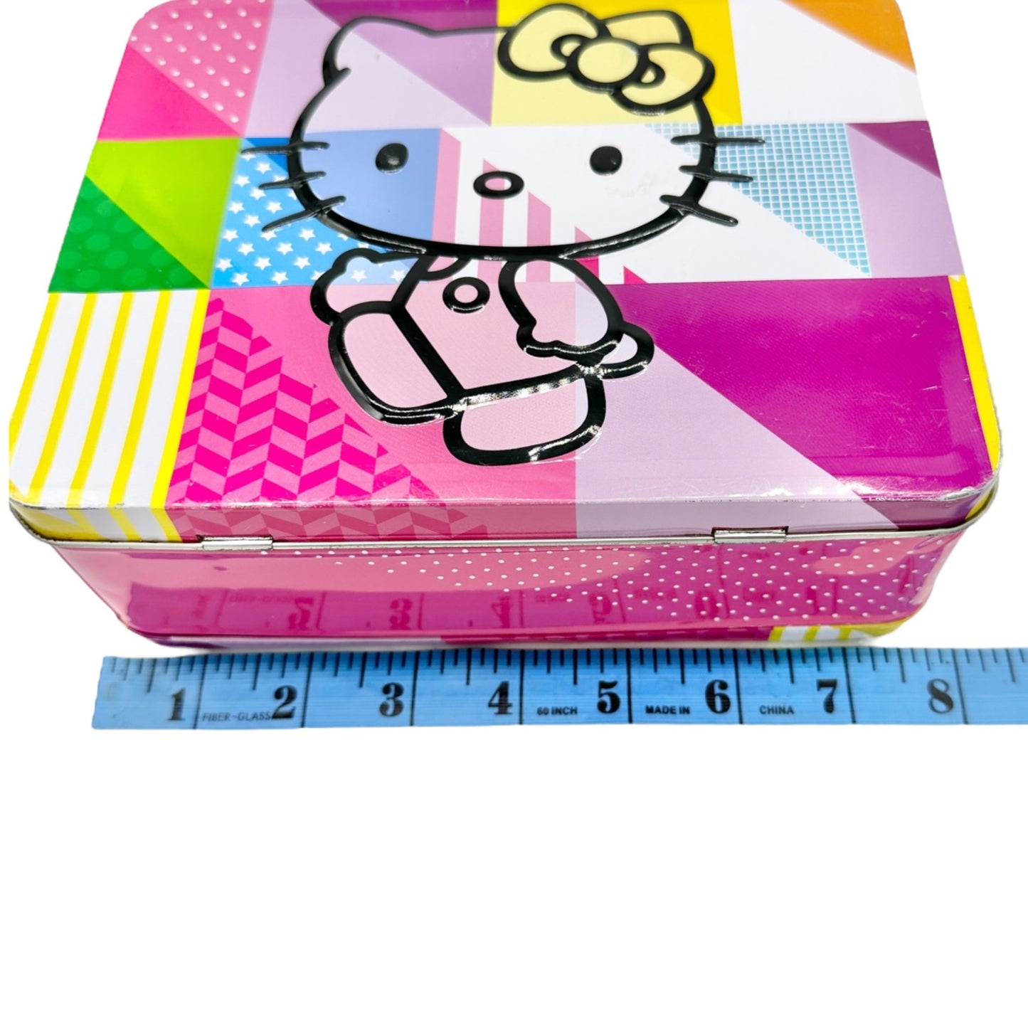 Hello Kitty Metal Lunch Box With Pink Handle Colorful Design Kid Collectible