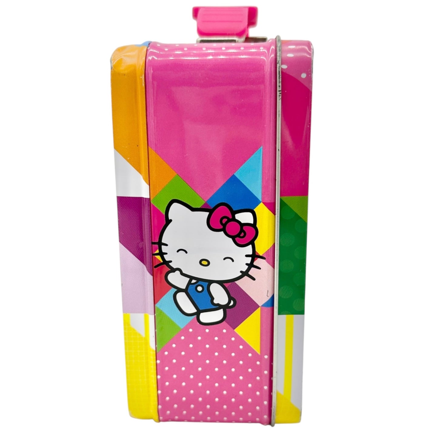 Hello Kitty Metal Lunch Box With Pink Handle Colorful Design Kid Collectible