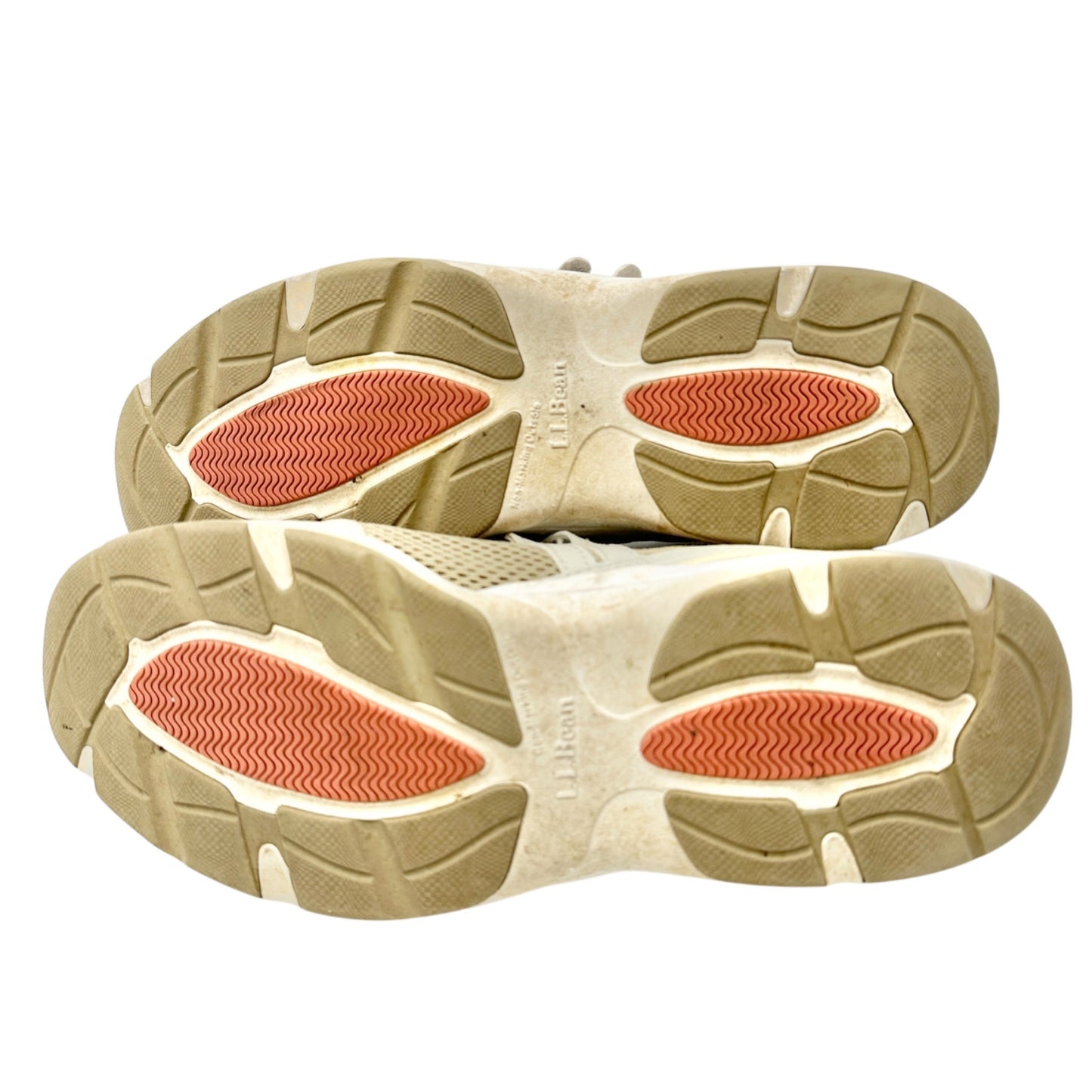 LL Bean Womens Beige Pink Mary Jane Mesh Walking Shoes Size 10 Rubber Soles