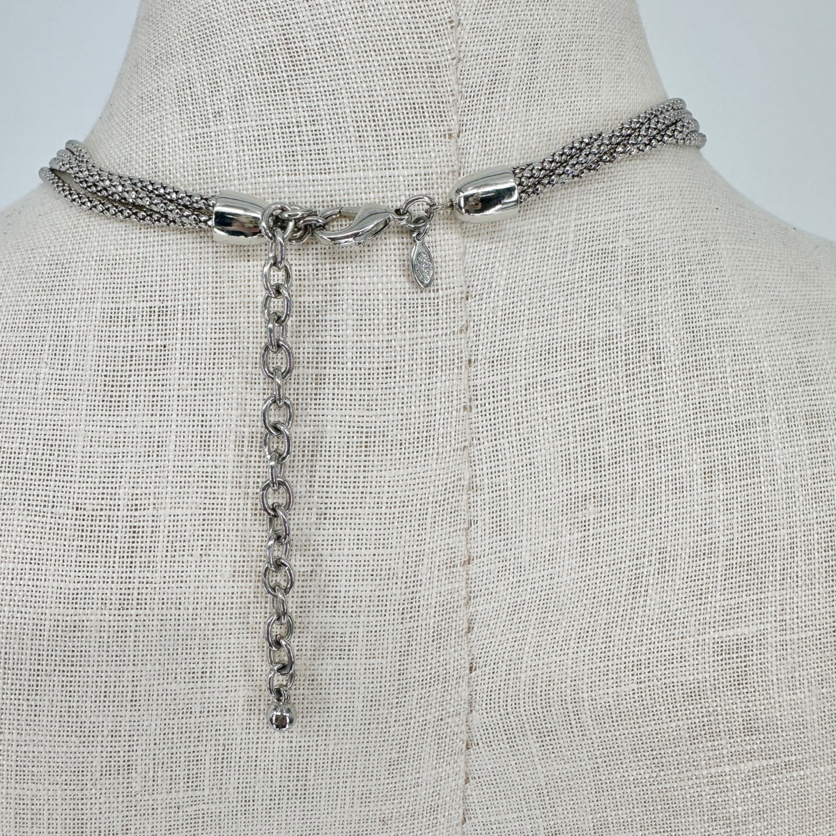 Premier Designs Multi Strand Silvertone Necklace Faux Gray Pearls Rhinestones