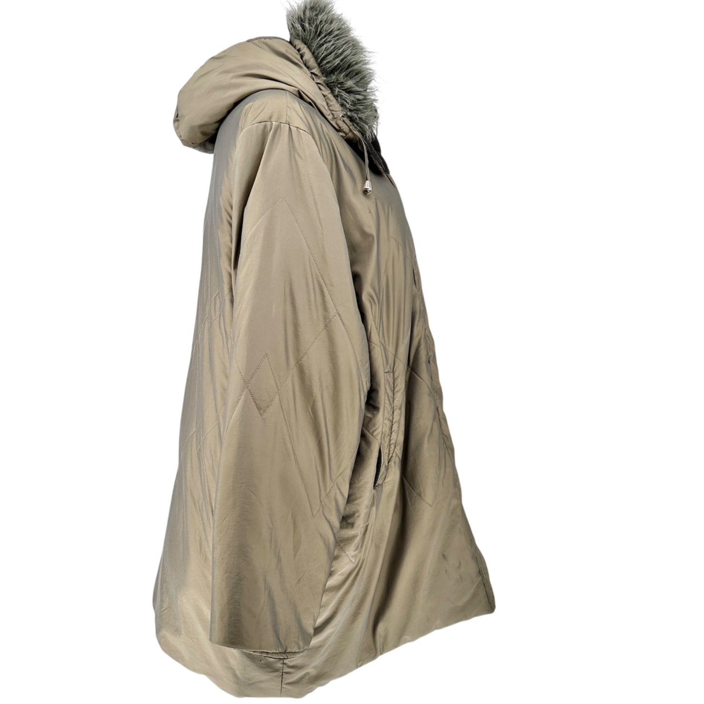 Weather Solutions Winter Coat Womens 3X Gray Puffer w/ Faux Fur Removable Hood