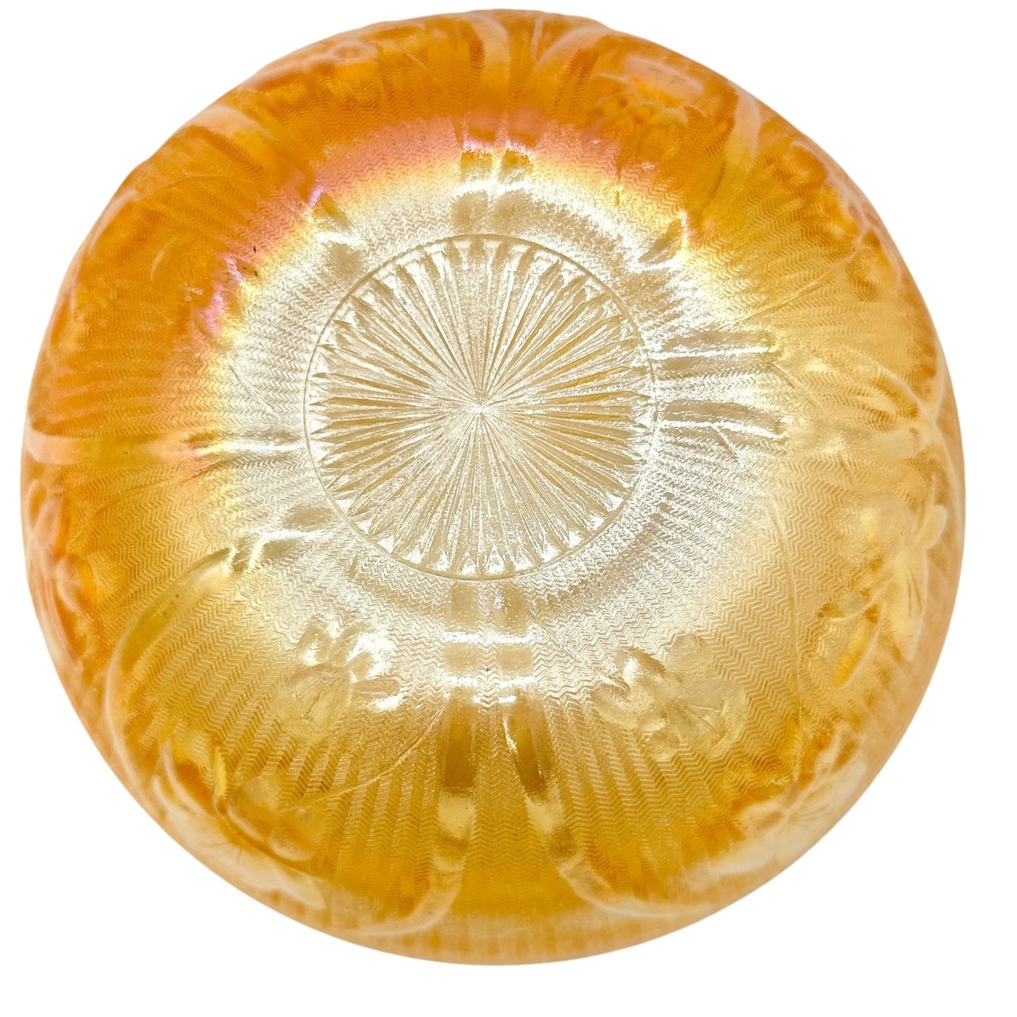 Jeannette Iris & Herringbone Marigold Bowl 8 inch Carnival Glass