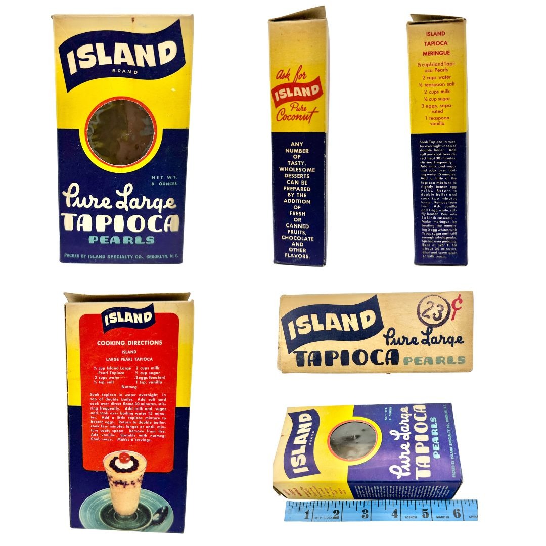 Set Of 5 Vintage Collectible Tins and Boxes Starch Tapioca Baking Powder Mustard