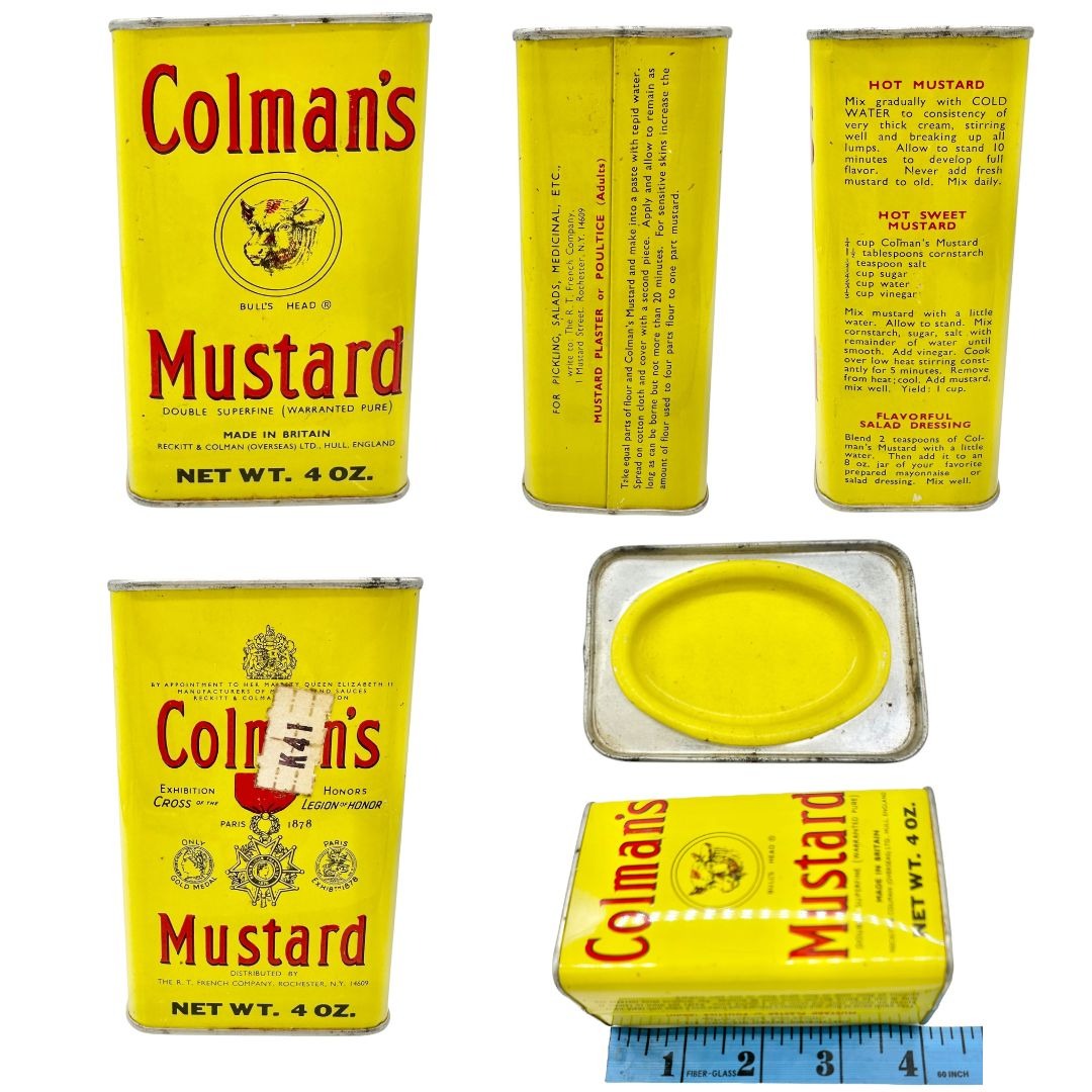 Set Of 5 Vintage Collectible Tins and Boxes Starch Tapioca Baking Powder Mustard