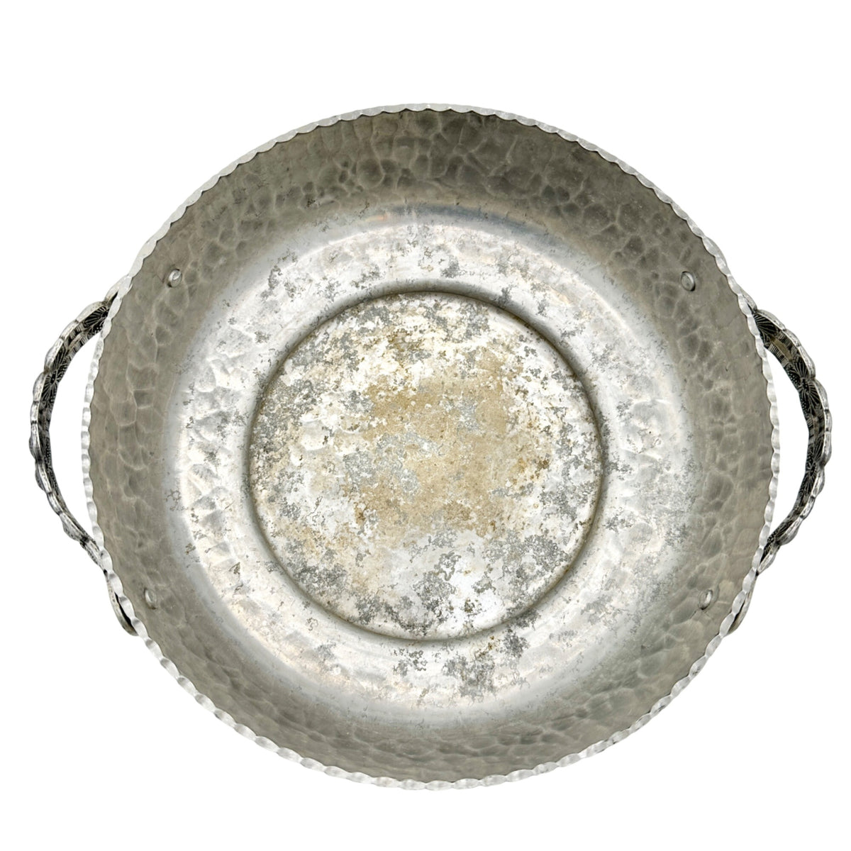 Rodney Kent Silver Co Hand Wrought Aluminum Lidded Serving Dish Floral Design