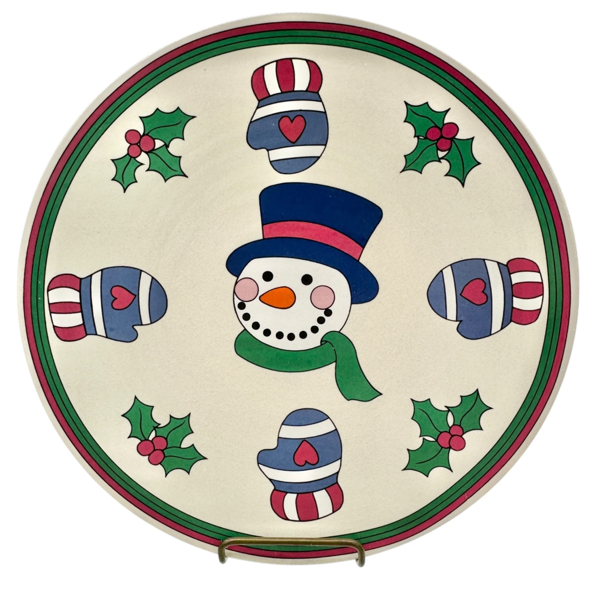 Snowman Cookie Plate Holder With Plate Kit Winter Decor in Original Packaging