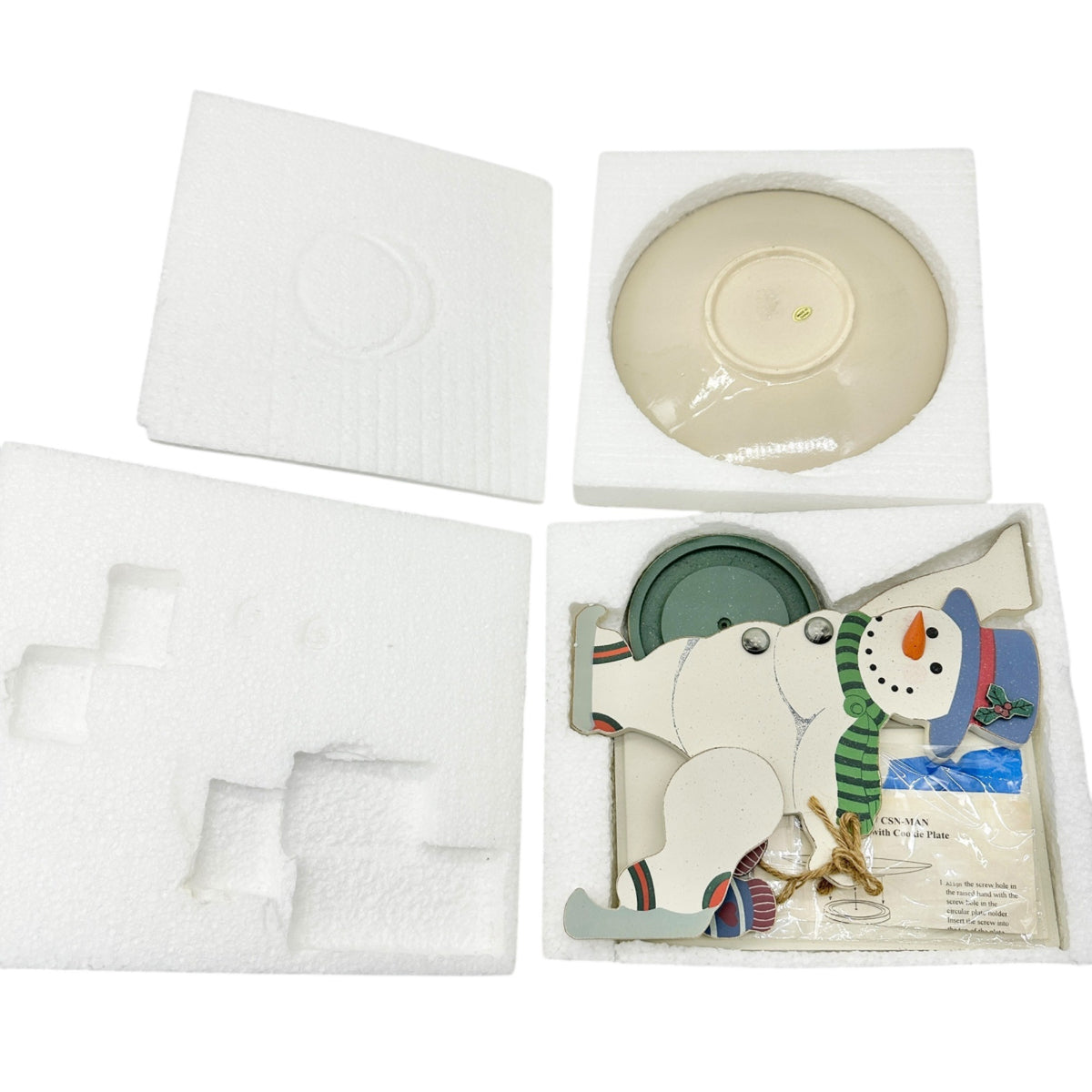 Snowman Cookie Plate Holder With Plate Kit Winter Decor in Original Packaging