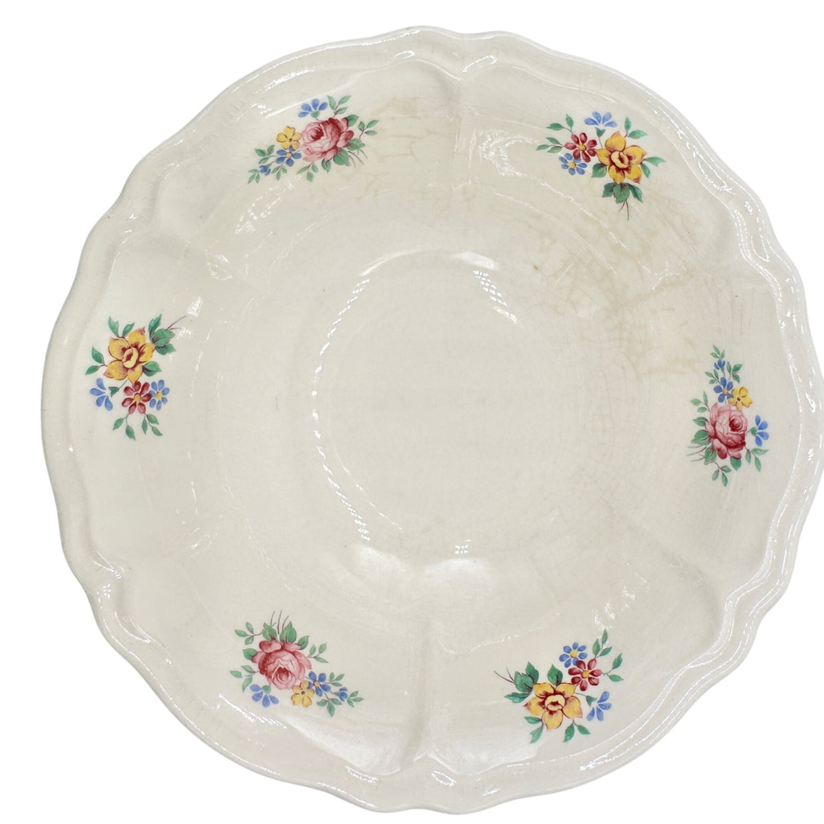Tea Rose USA Set of 5 Bowls Floral Pattern Porcelain Scalloped 6" Round Vintage
