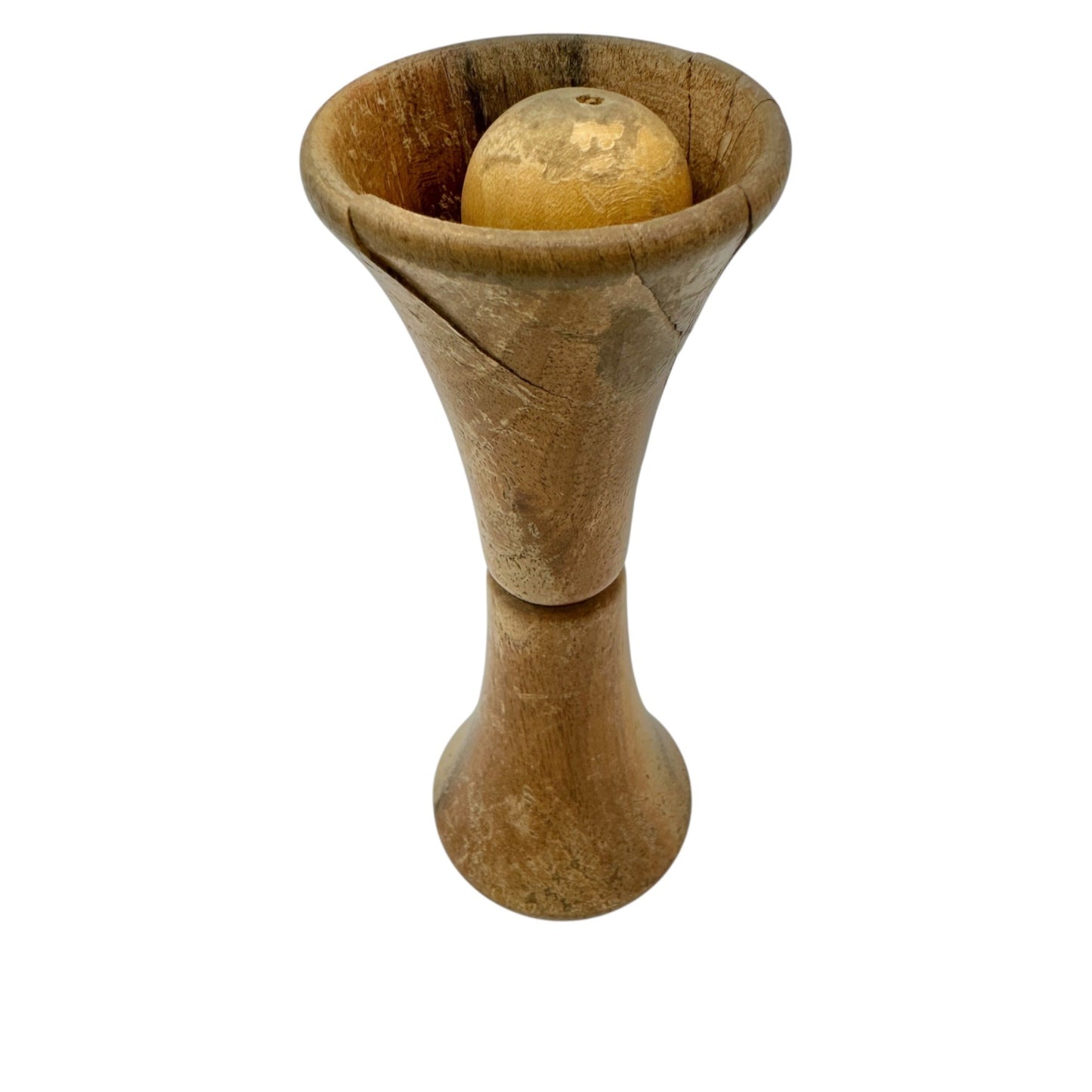 Vintage Creative Playthings Wooden Baby Rattle 5 inch Long Natural Wood Finish