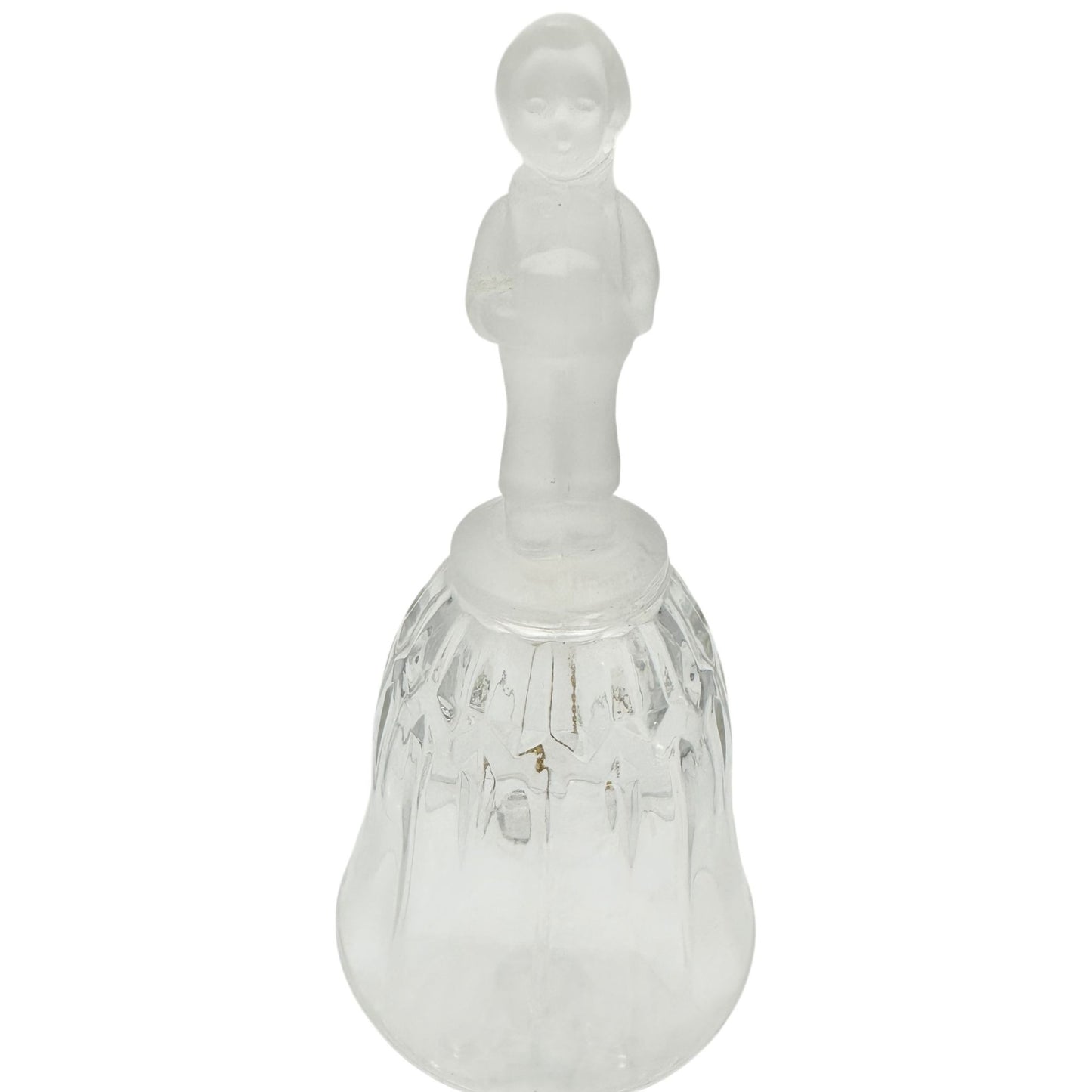 Avon 1994 Frosted Glass Bell With Child Choir Boy Figure 24% Full Lead Crystal