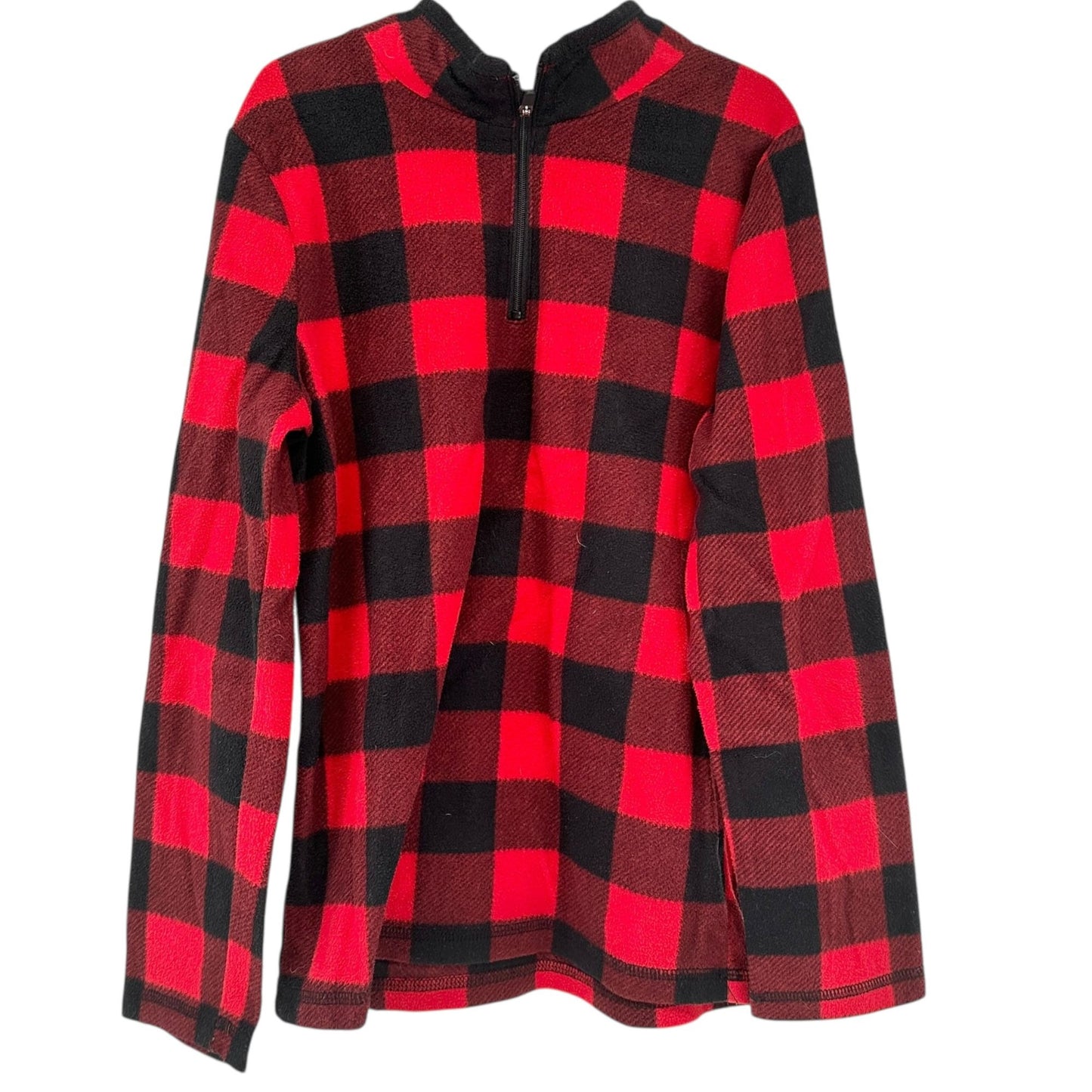 Jumping Beans Pullover Boys Size 8 Red Black Buffalo Plaid Half-zip Fleece LS