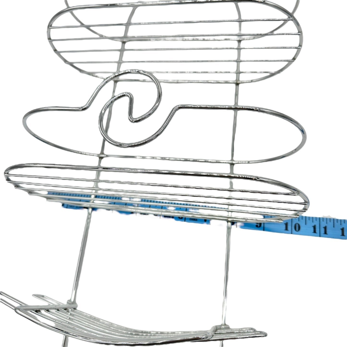 3-Tier Silver Chrome Shower Caddy Hooks & Swirl Design For Bathroom Organization