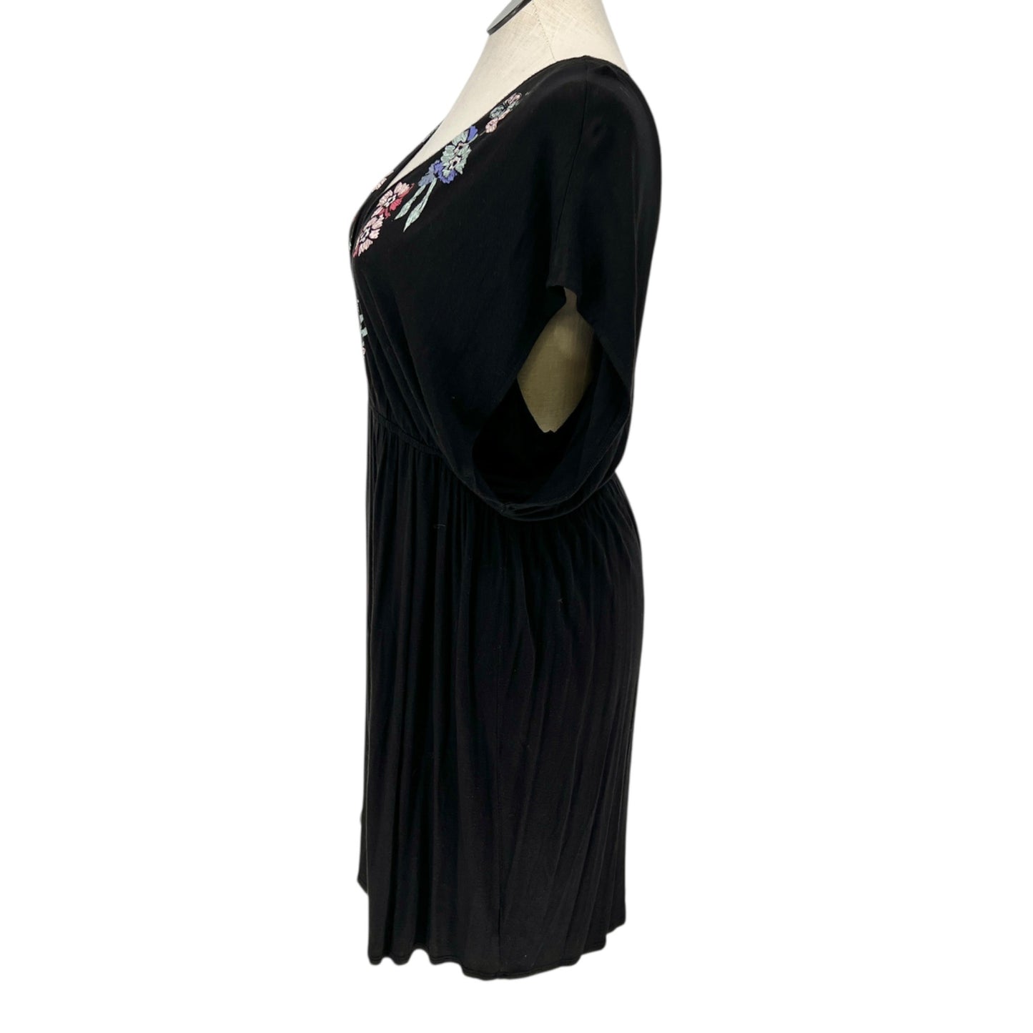 Motherhood Maternity Sleep Dress XLT Black Floral Embroidered Breastfeeding Moms