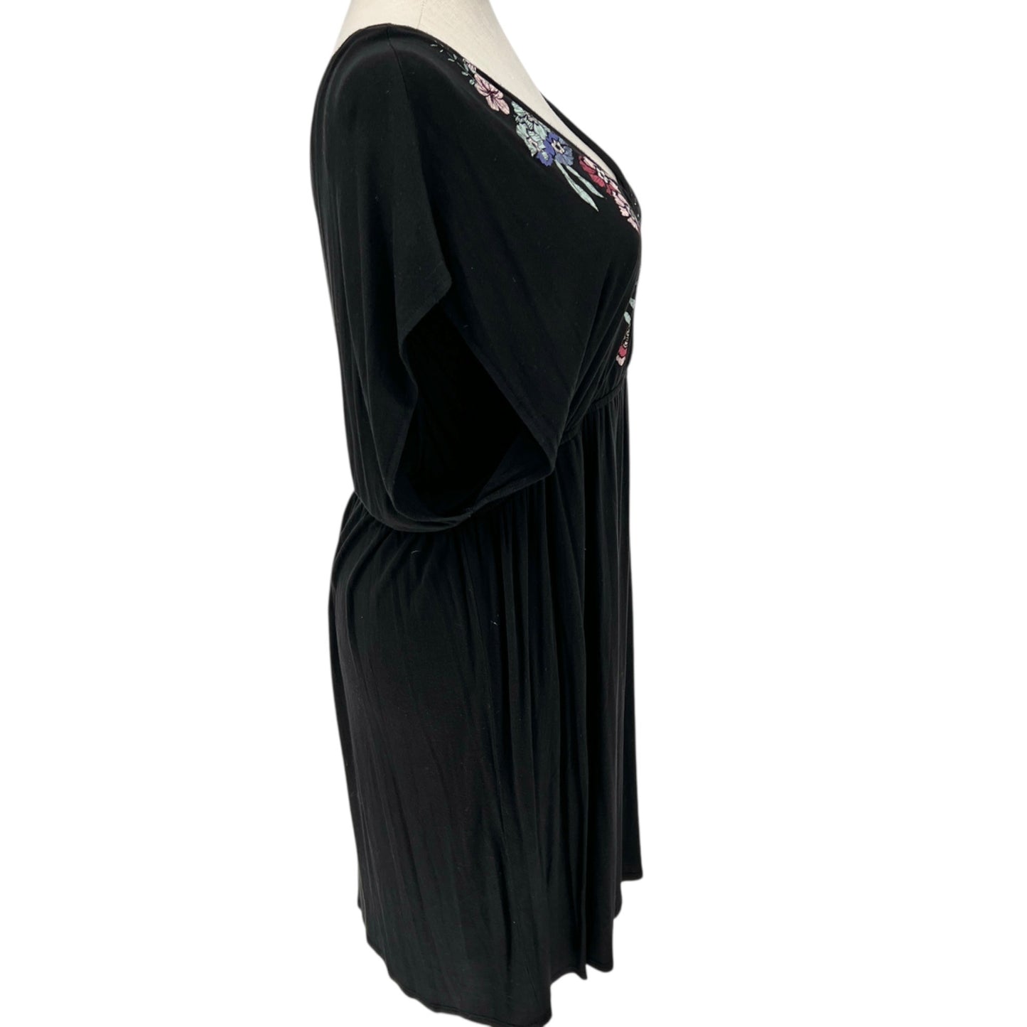 Motherhood Maternity Sleep Dress XLT Black Floral Embroidered Breastfeeding Moms