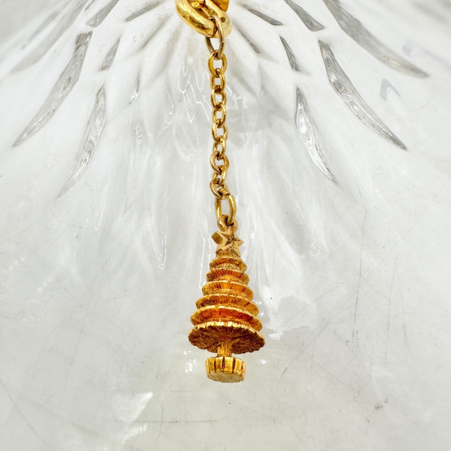 Crystal Bell 24K Gold Electroplate Handle Christmas Tree Clapper 1984 Gerity