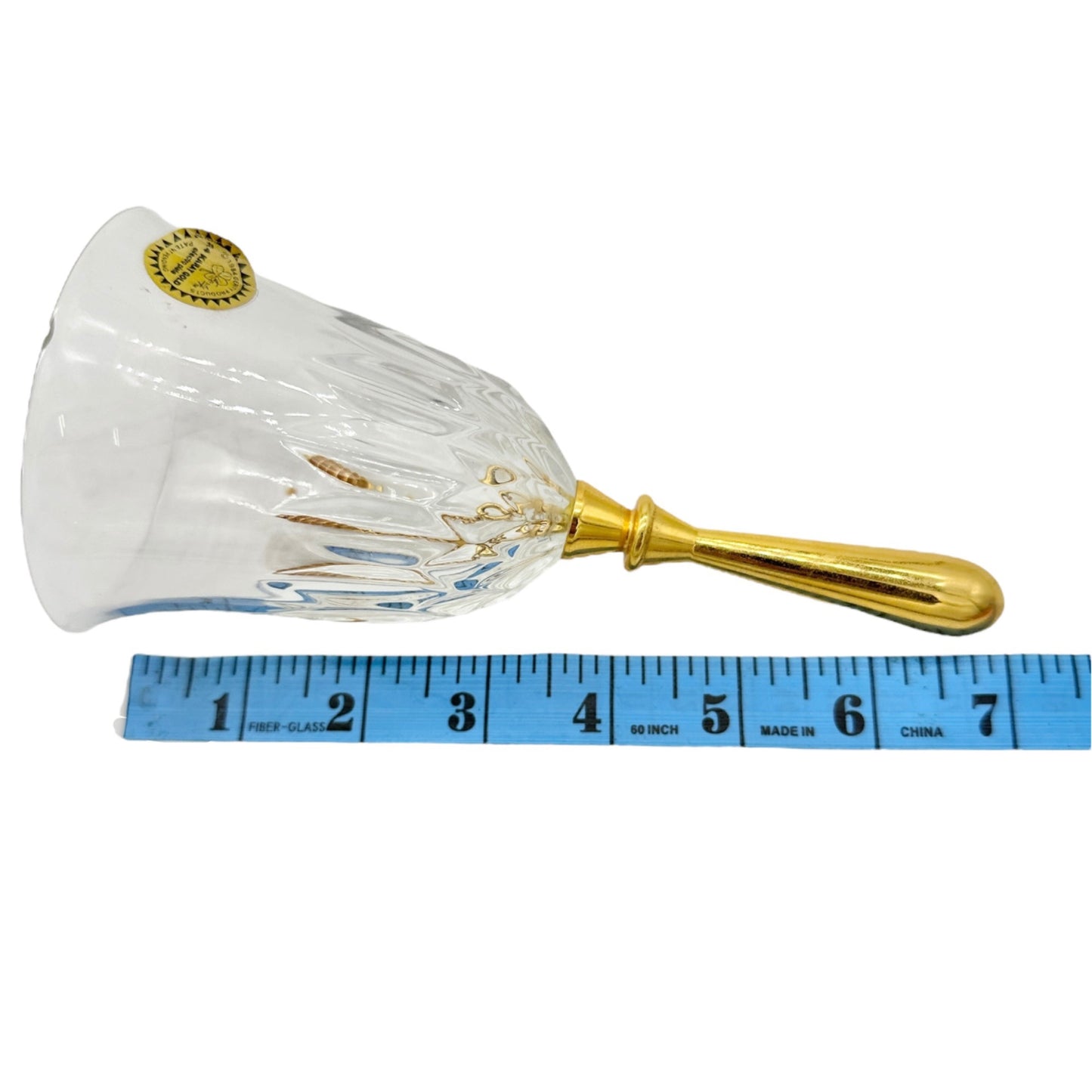 Crystal Bell 24K Gold Electroplate Handle Christmas Tree Clapper 1984 Gerity