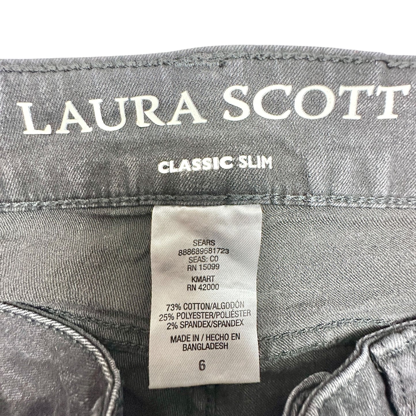 Laura Scott Jeans Womens Size 6 Classic Slim Black Cotton Blend 5 Pockets