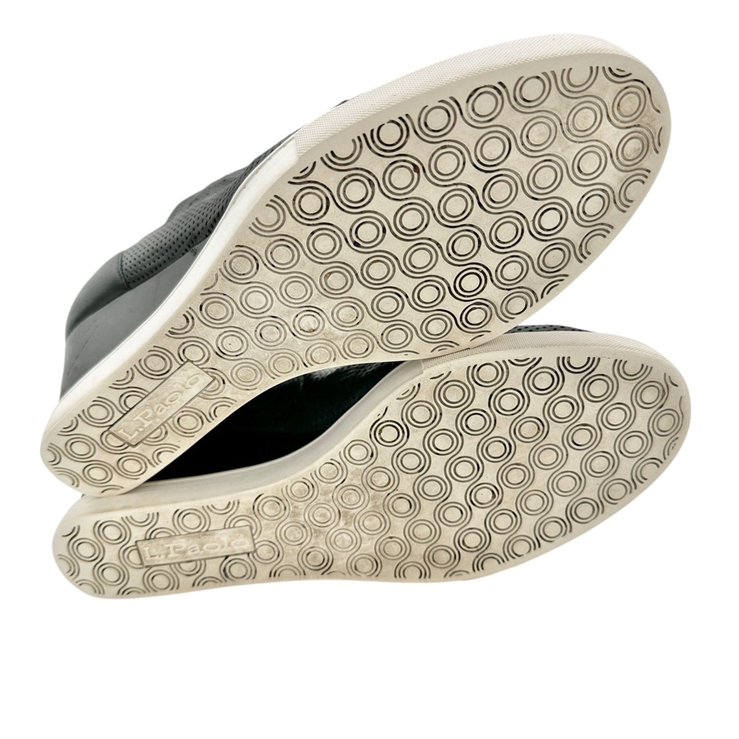 Linea Paolo Wedge Sneaker Womens Size 8M Black Perforated Leather Side Zip