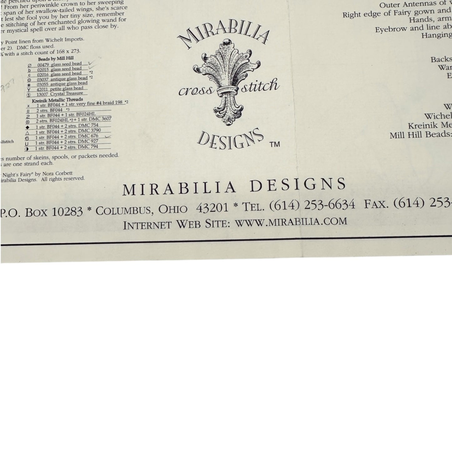 Mirabilia Designs A MIDSUMMER NIGHTS FAIRY Cross Stitch Pattern By Nora Corbett
