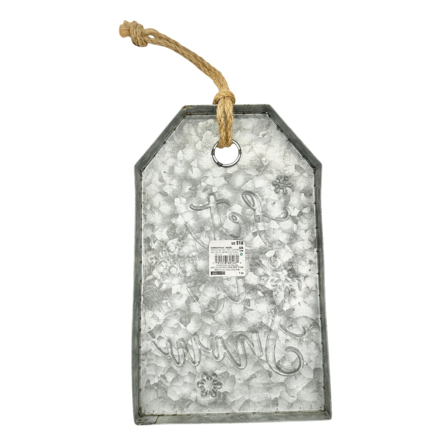 Galvanized Metal Holiday Wall Décor Set Let It Snow Be Merry Bright Twine Hanger