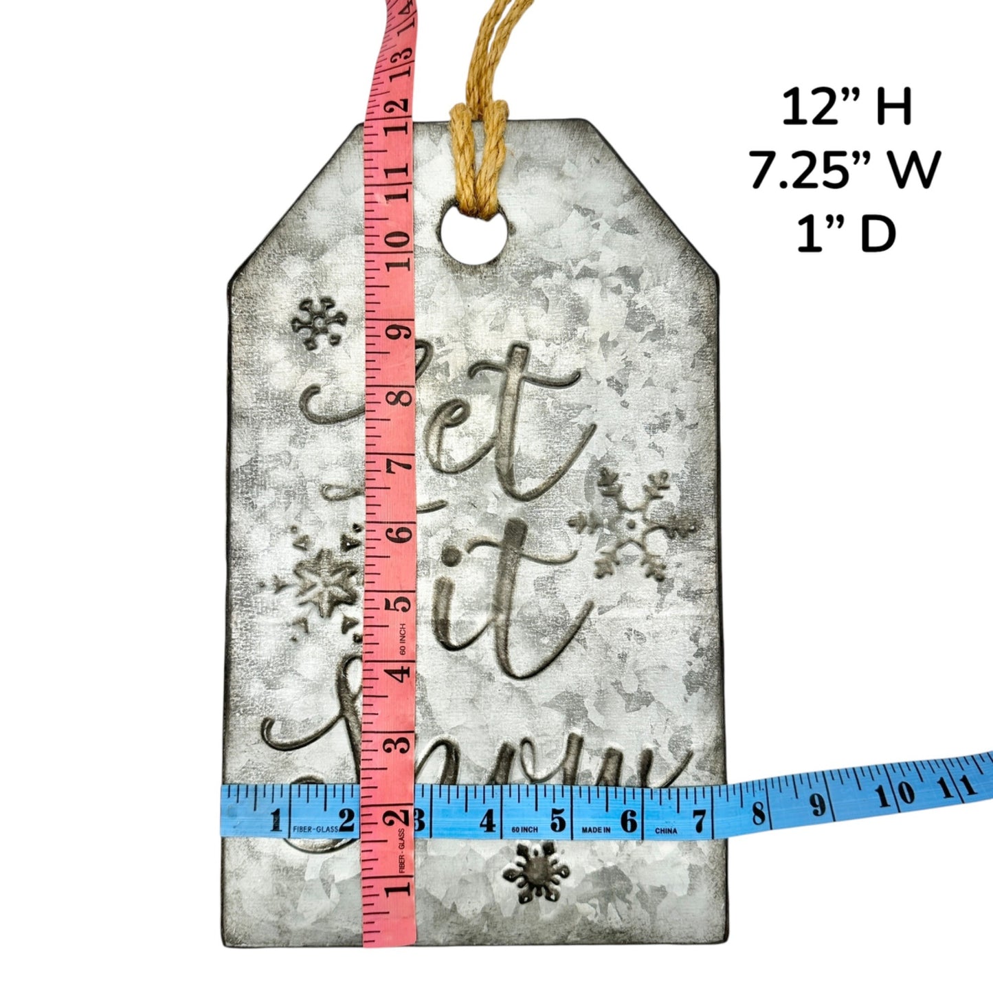 Galvanized Metal Holiday Wall Décor Set Let It Snow Be Merry Bright Twine Hanger