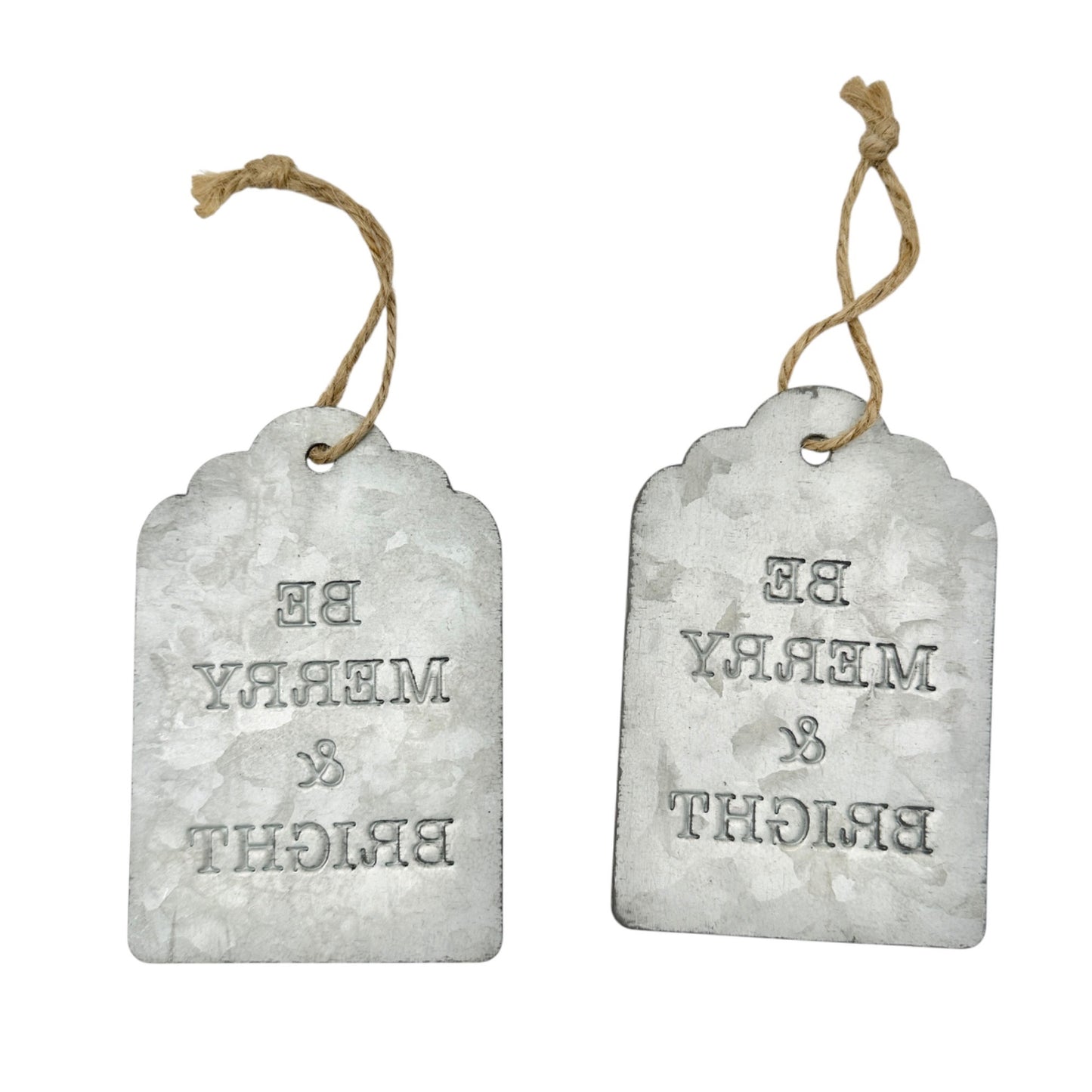 Galvanized Metal Holiday Wall Décor Set Let It Snow Be Merry Bright Twine Hanger